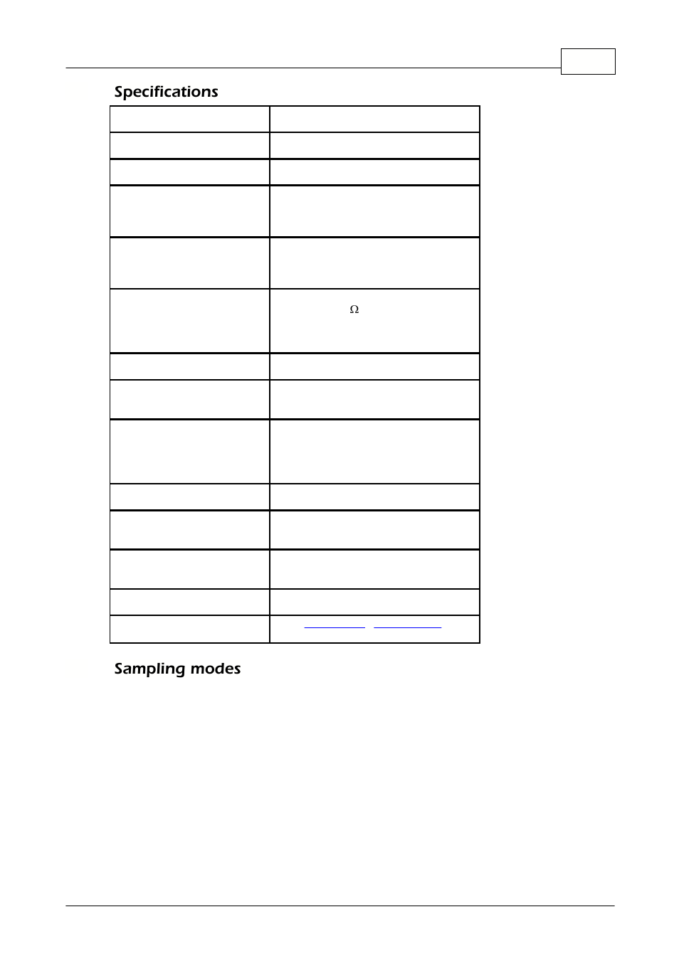 Specifications, Sampling modes, 3 specifications | 4 sampling modes | Pico Communications 2000 Series User Manual | Page 9 / 13