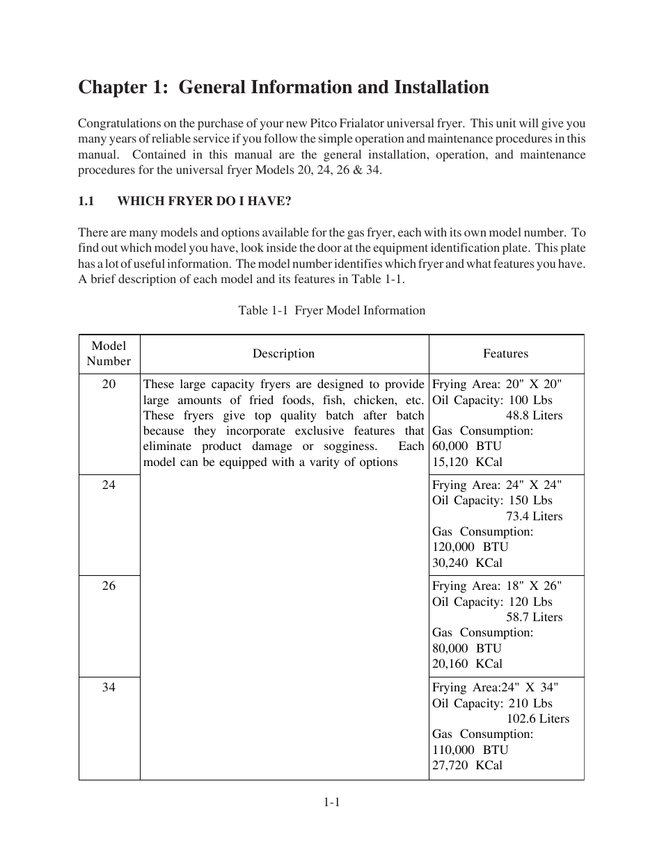 Chapter 1: general information and installation | Pitco Frialator 26 User Manual | Page 10 / 35