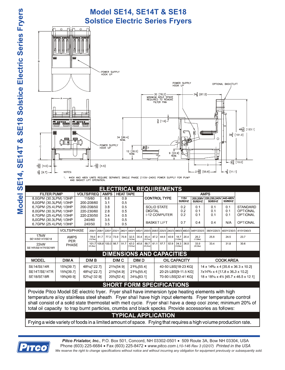 Pitco Frialator SE18 User Manual | Page 2 / 2