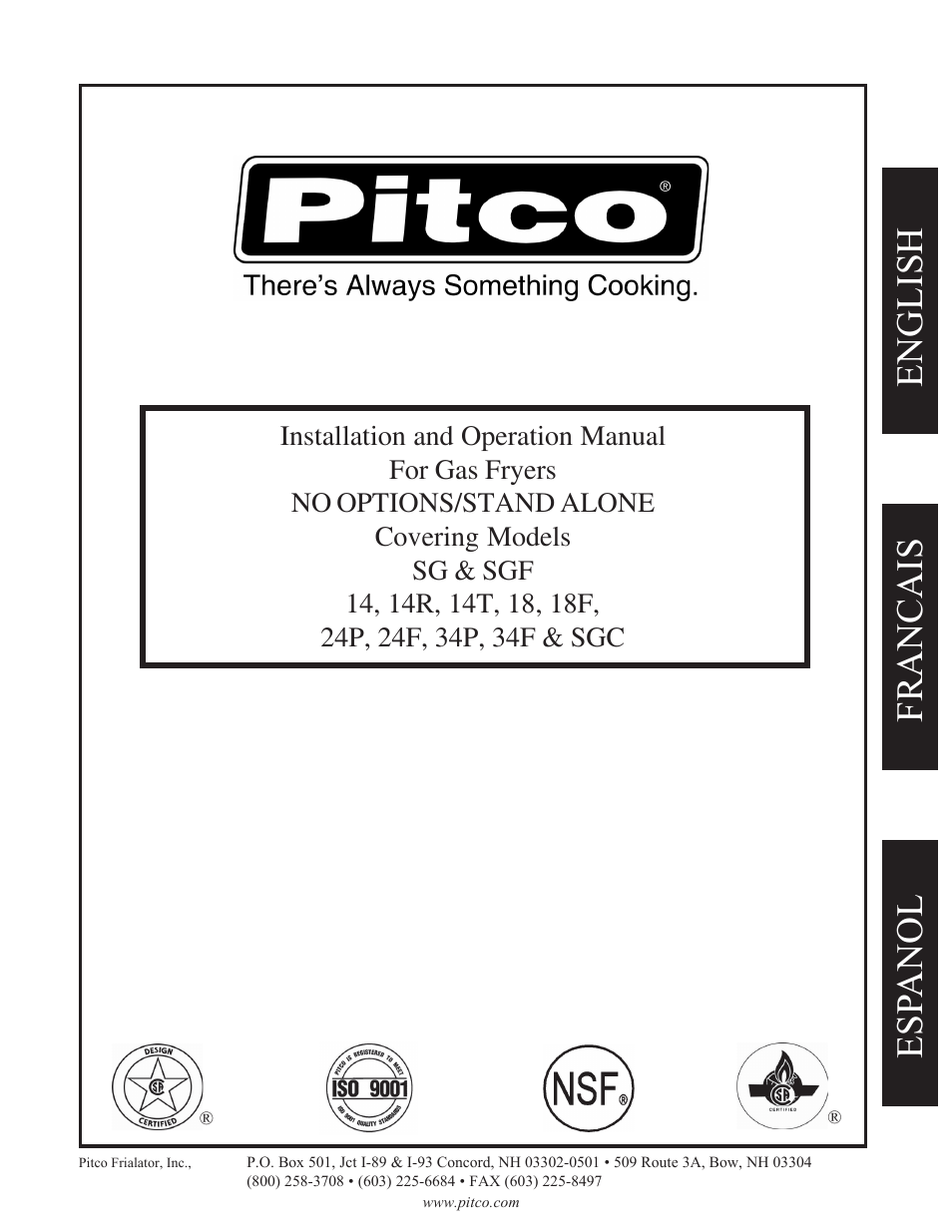 Pitco Frialator Gas Fryer 18 User Manual | 30 pages