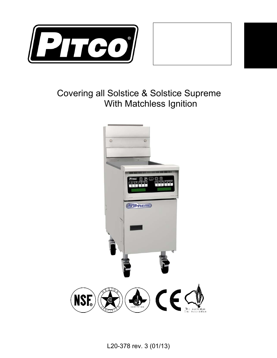 Pitco Frialator Solstice supreme with Matchless Ignition (Built after 08/2000) User Manual | 36 pages