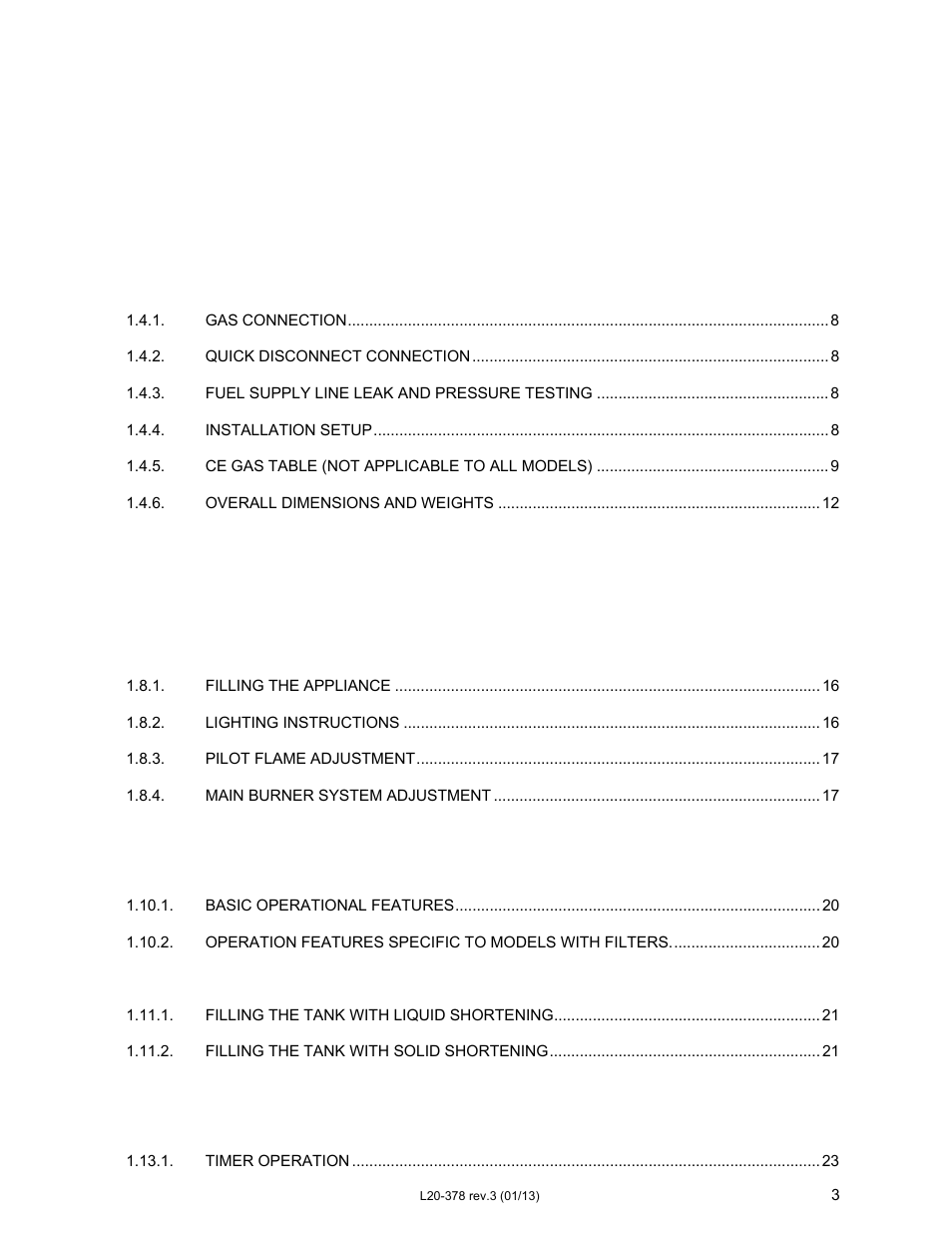 Installation | Pitco Frialator Solstice supreme with Matchless Ignition (Built after 08/2000) User Manual | Page 3 / 36