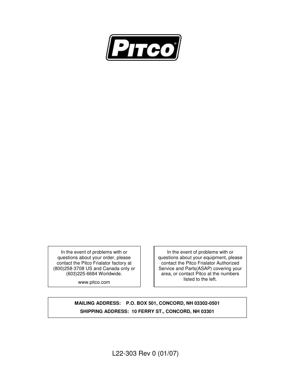 Pitco Frialator I8 Water Cooker Computer User Manual | Page 20 / 20