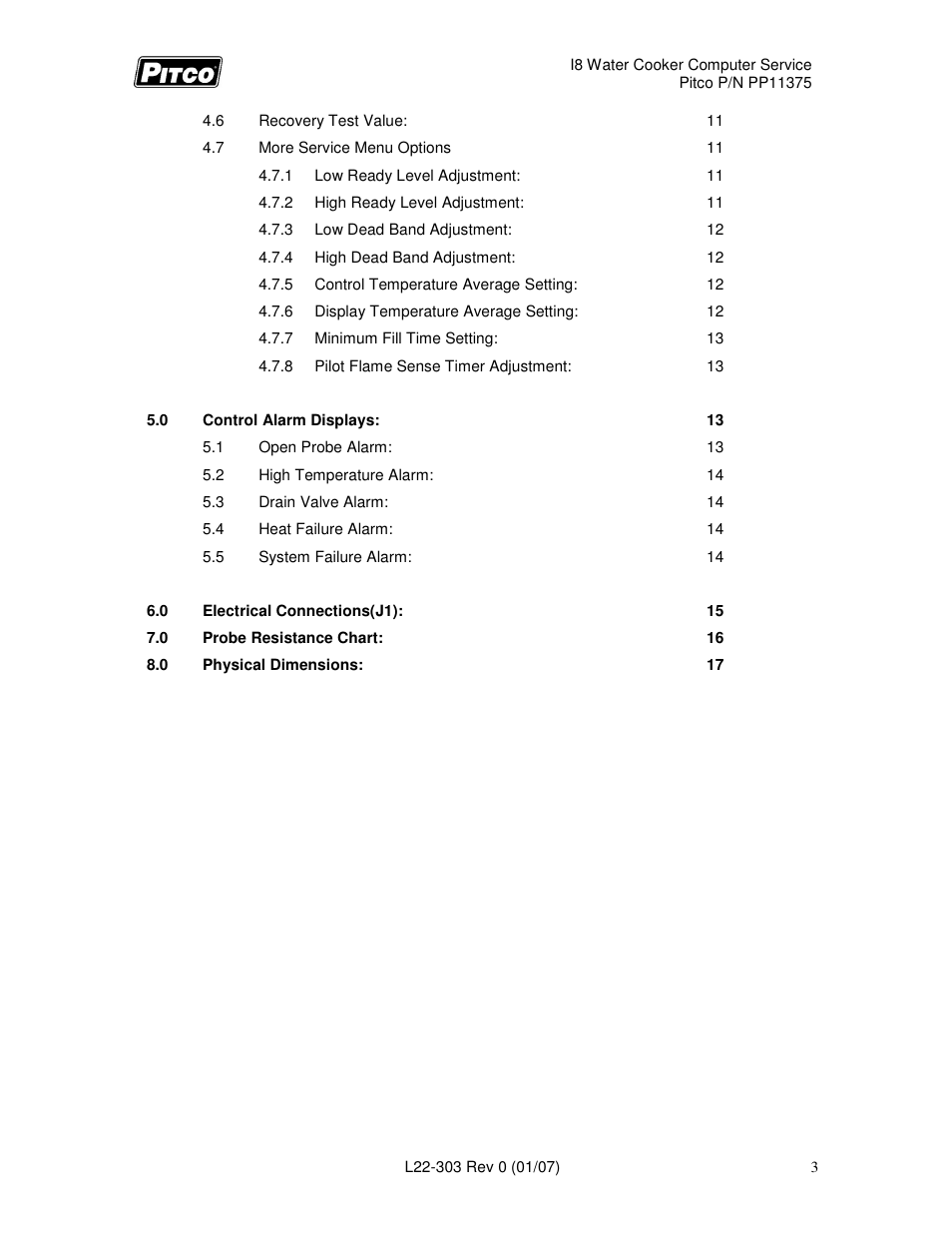 Pitco Frialator I8 Water Cooker Computer User Manual | Page 3 / 20