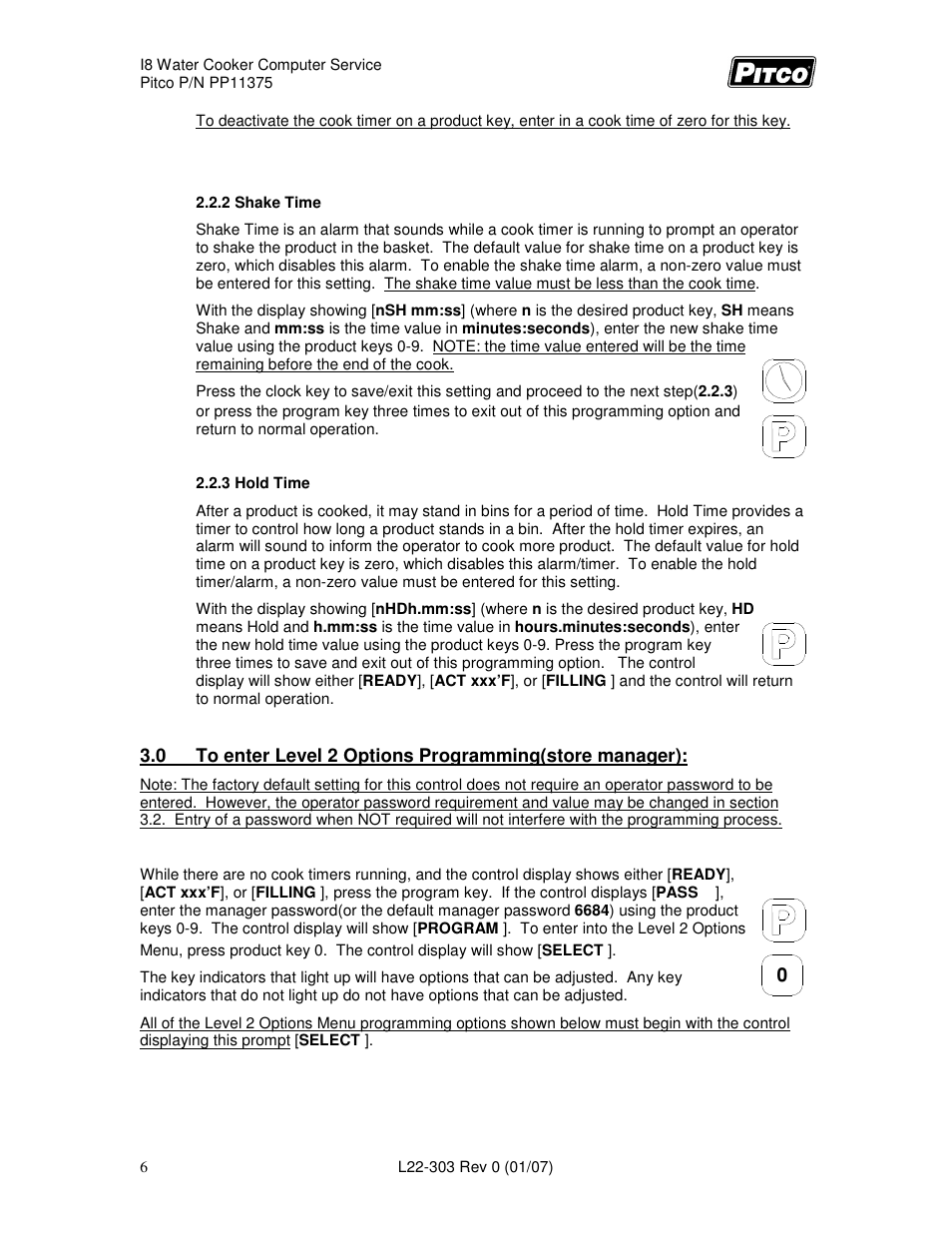 Pitco Frialator I8 Water Cooker Computer User Manual | Page 6 / 20