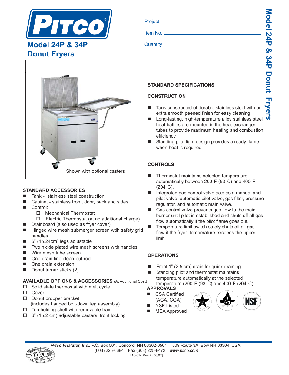 Pitco Frialator 24P User Manual | 2 pages