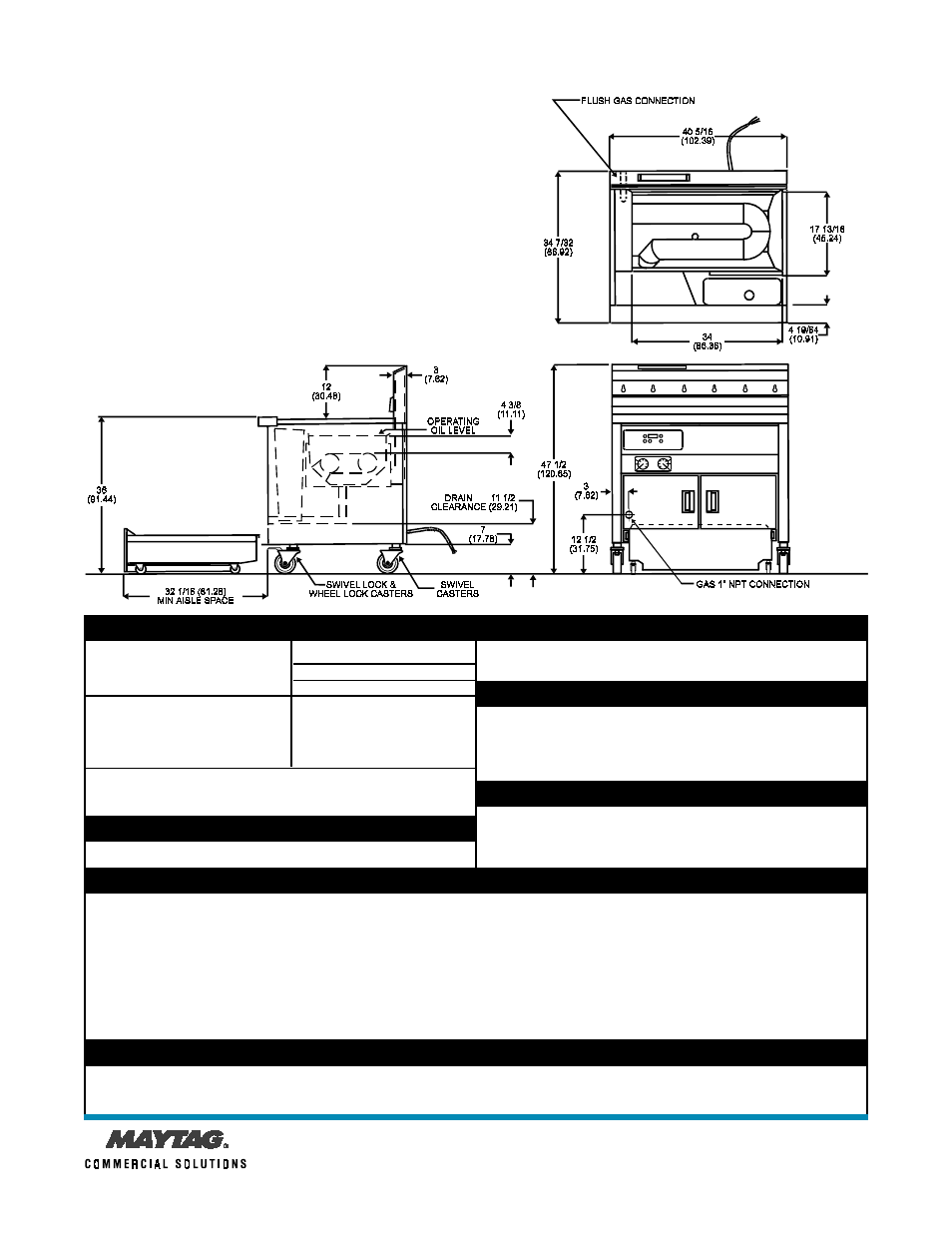 Shipping information, Performance characteristics, Electrical | Gas consumption | Pitco Frialator TURBOFRY 2000 User Manual | Page 2 / 2