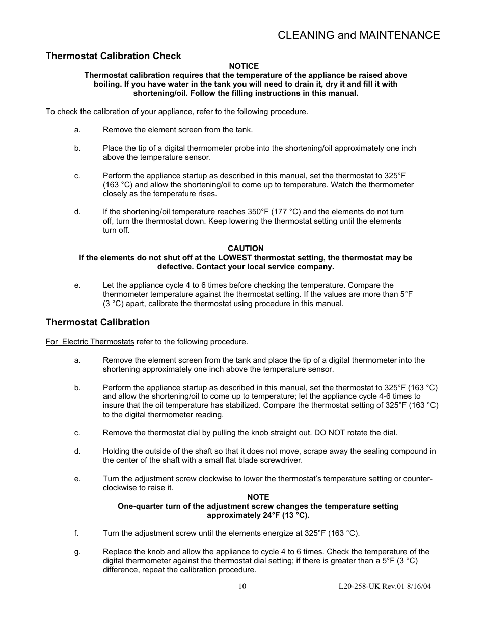 Cleaning and maintenance | Pitco Frialator E500D User Manual | Page 13 / 20