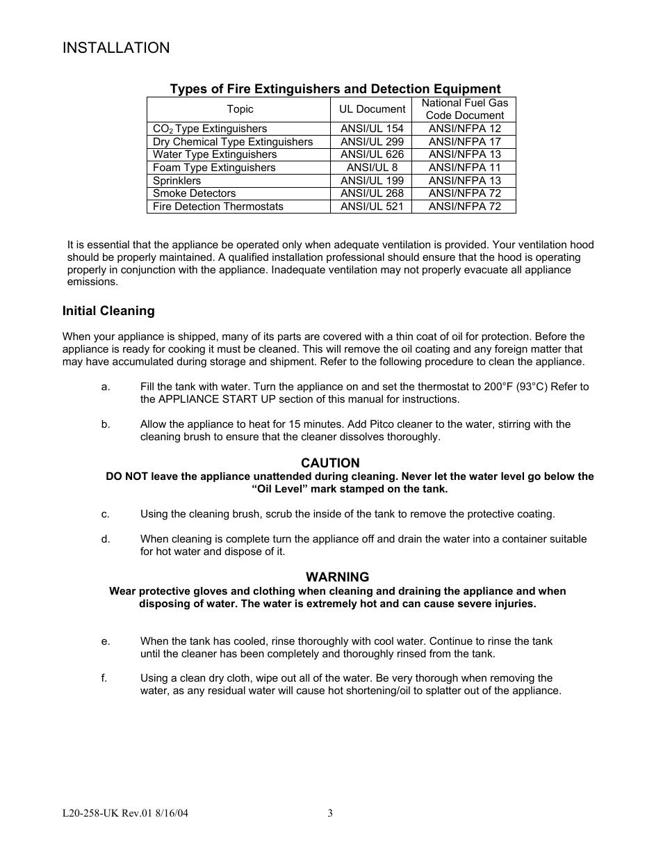 Installation | Pitco Frialator E500D User Manual | Page 6 / 20