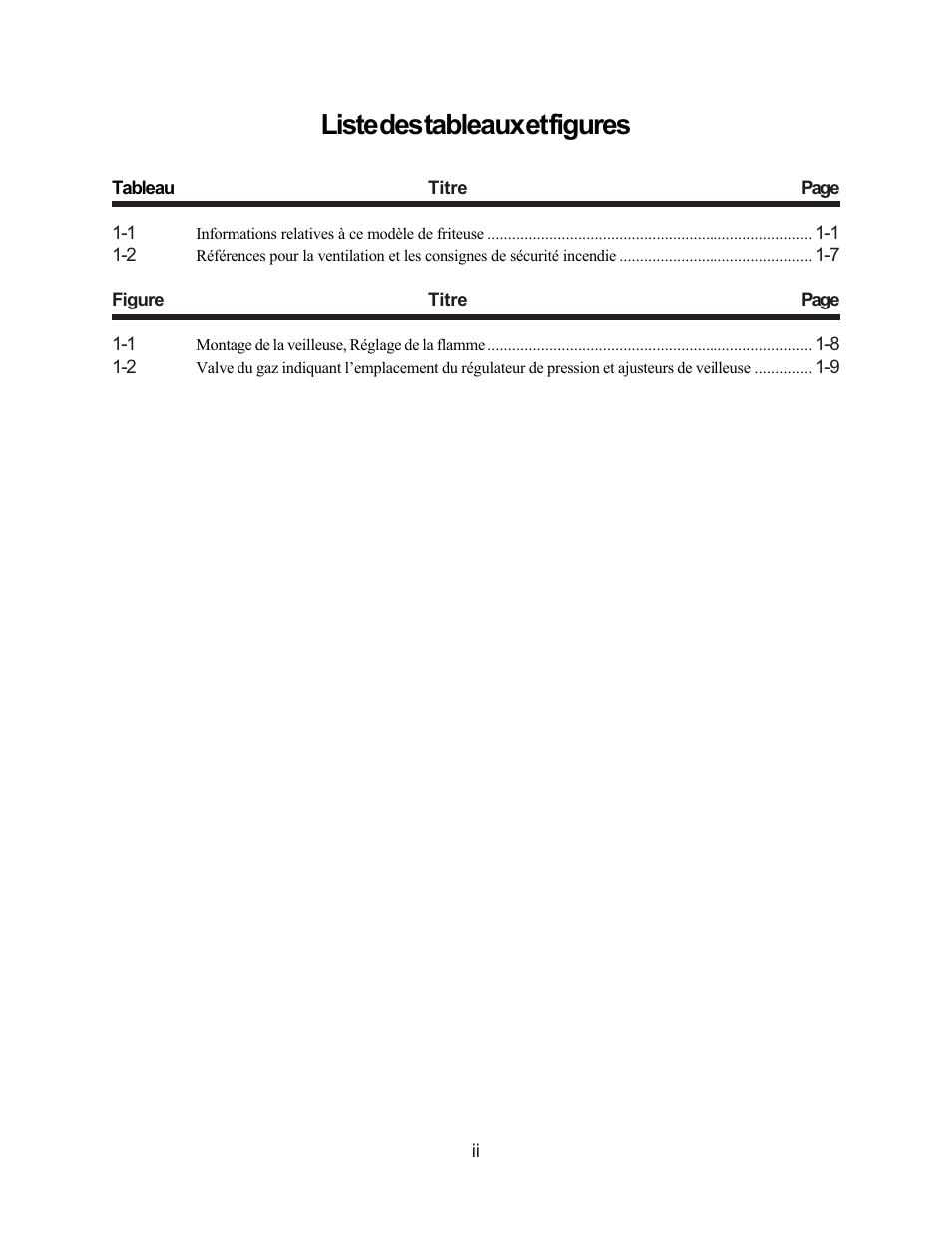 Liste des tableaux et figures | Pitco Frialator Gas Fryer 65 User Manual | Page 31 / 41