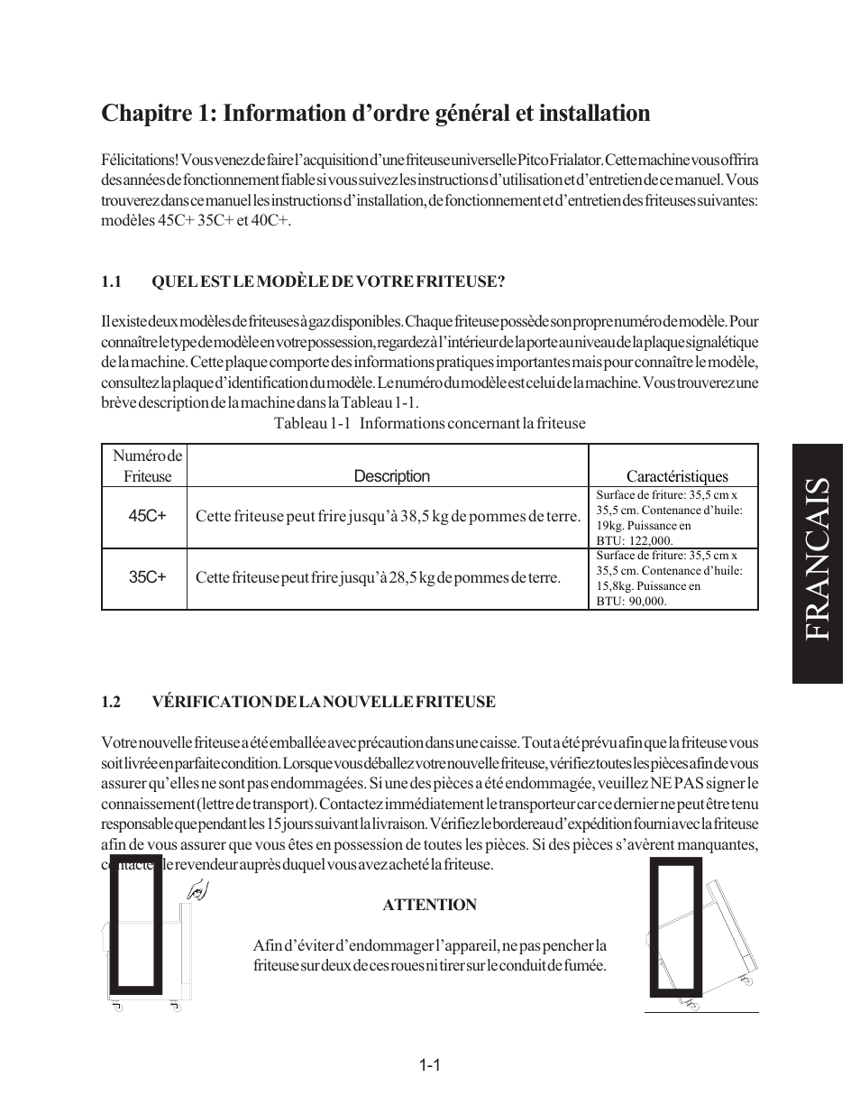 Francais | Pitco Frialator Gas Fryer 65 User Manual | Page 33 / 41