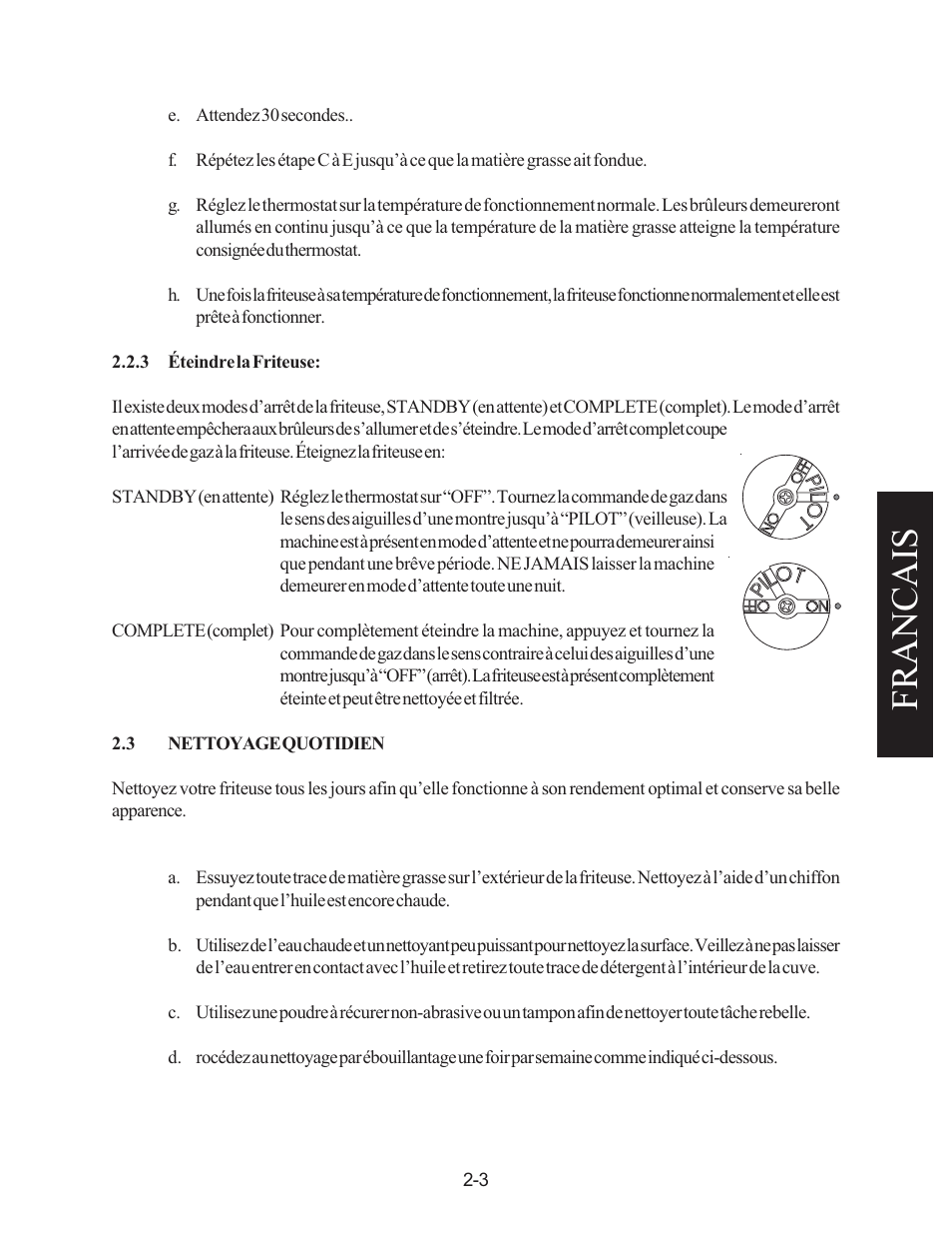 Francais | Pitco Frialator Gas Fryer 65 User Manual | Page 36 / 41