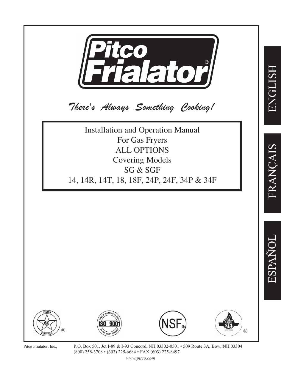 Pitco Frialator SG User Manual | 48 pages