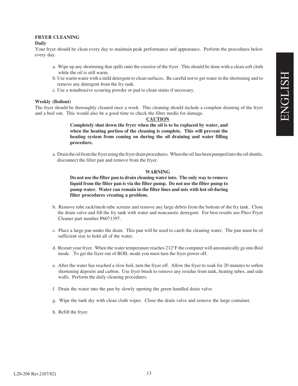 English | Pitco Frialator SG User Manual | Page 15 / 48