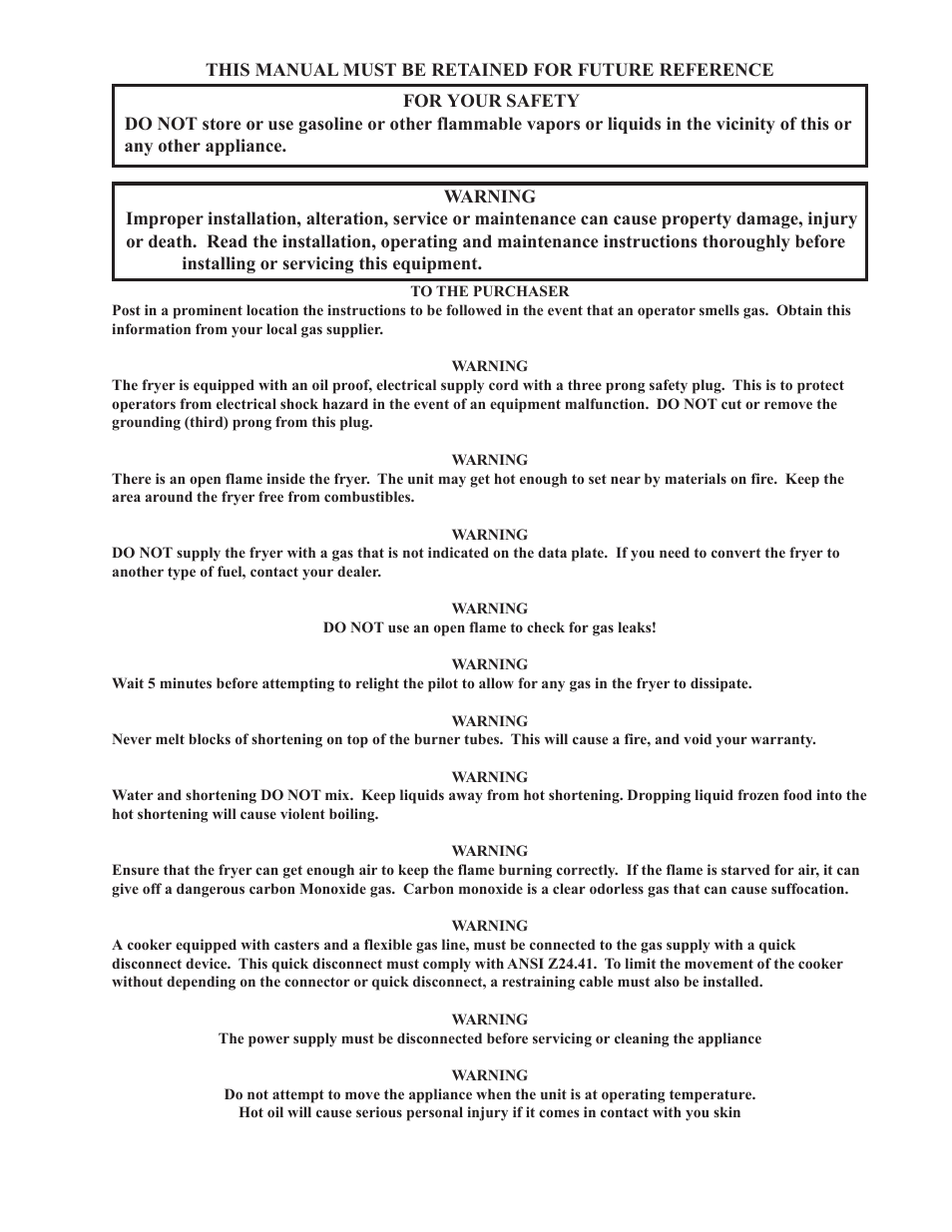 Pitco Frialator SG User Manual | Page 2 / 48