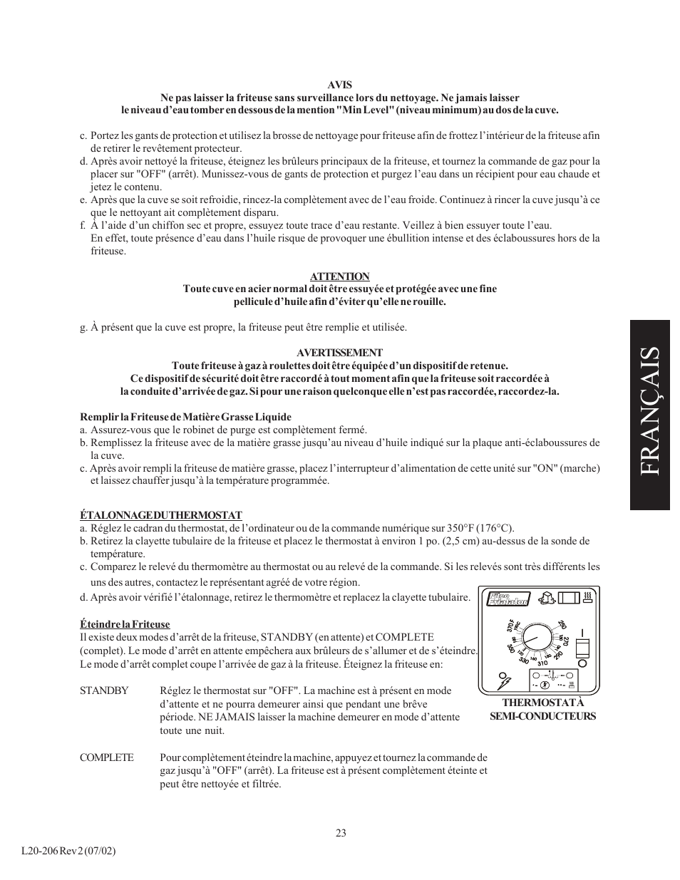 Fran çais | Pitco Frialator SG User Manual | Page 23 / 48
