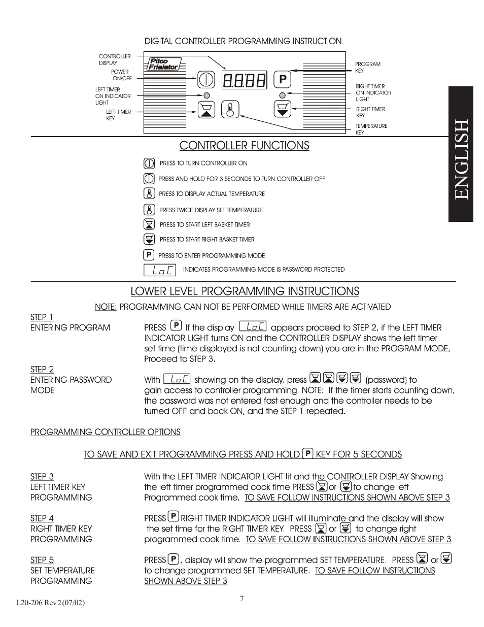 English | Pitco Frialator SG User Manual | Page 9 / 48