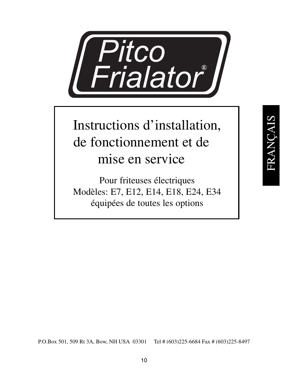 Français nederlands | Pitco Frialator E7 User Manual | Page 13 / 71