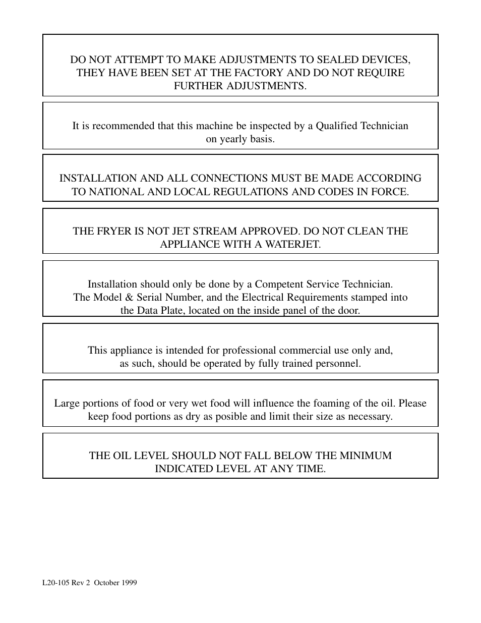 Pitco Frialator E7 User Manual | Page 2 / 71