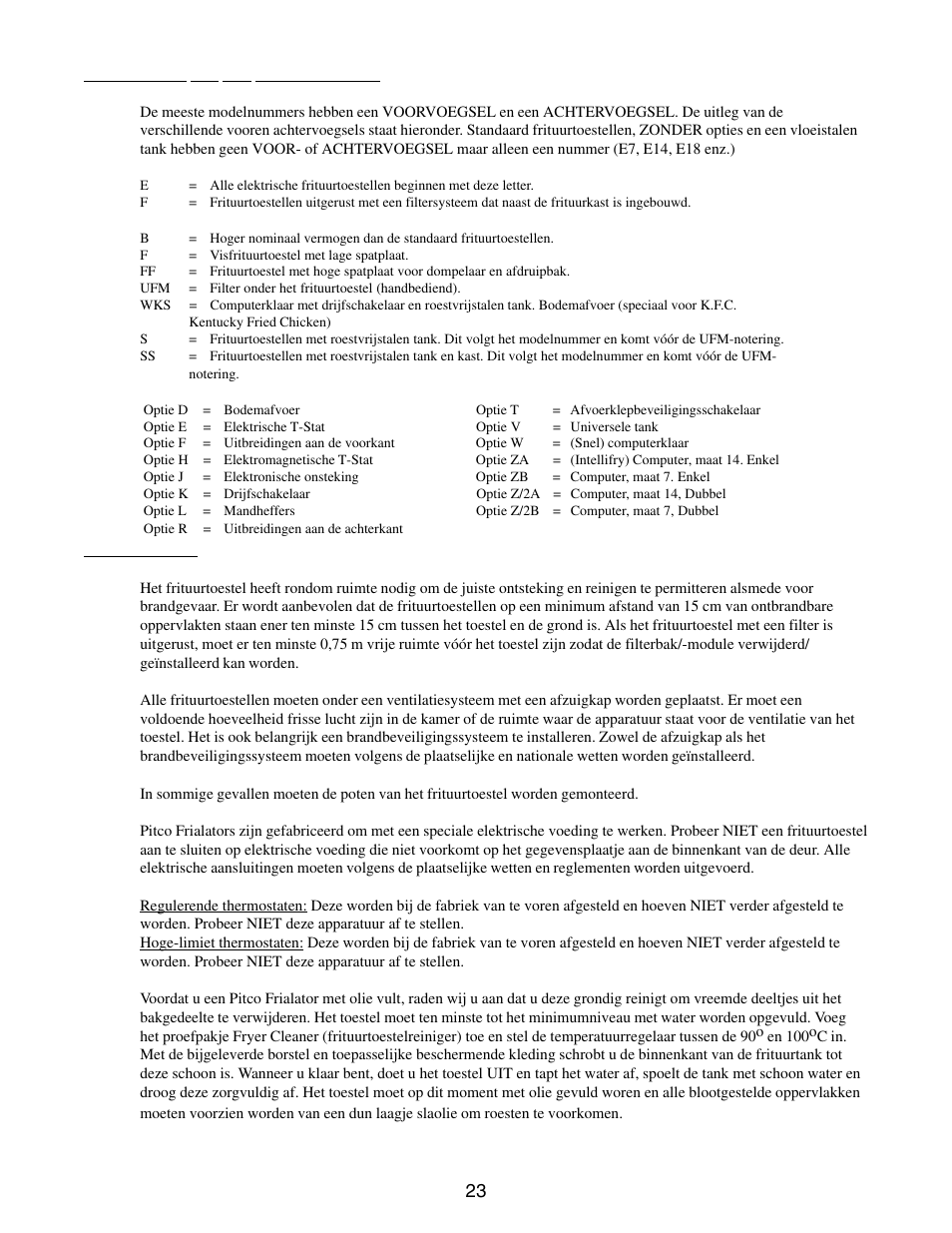 Installatie | Pitco Frialator E7 User Manual | Page 26 / 71