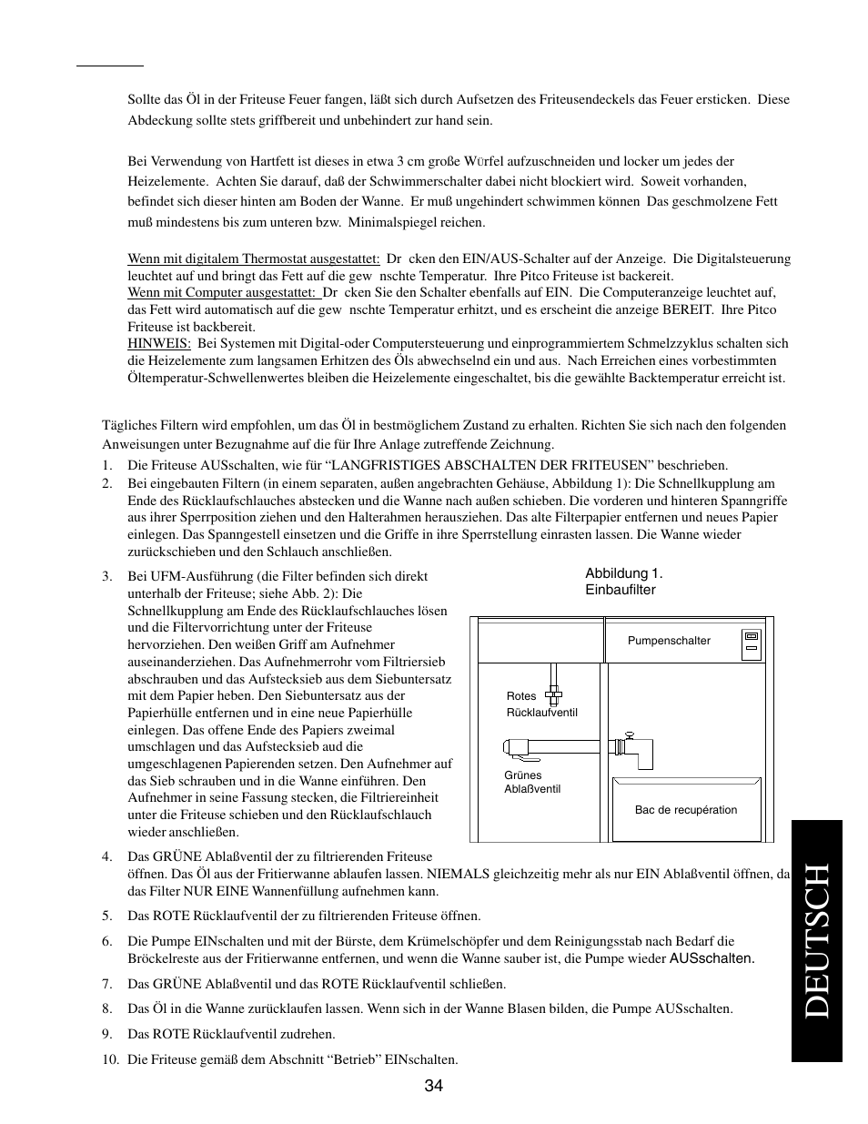 Deutsch | Pitco Frialator E7 User Manual | Page 37 / 71