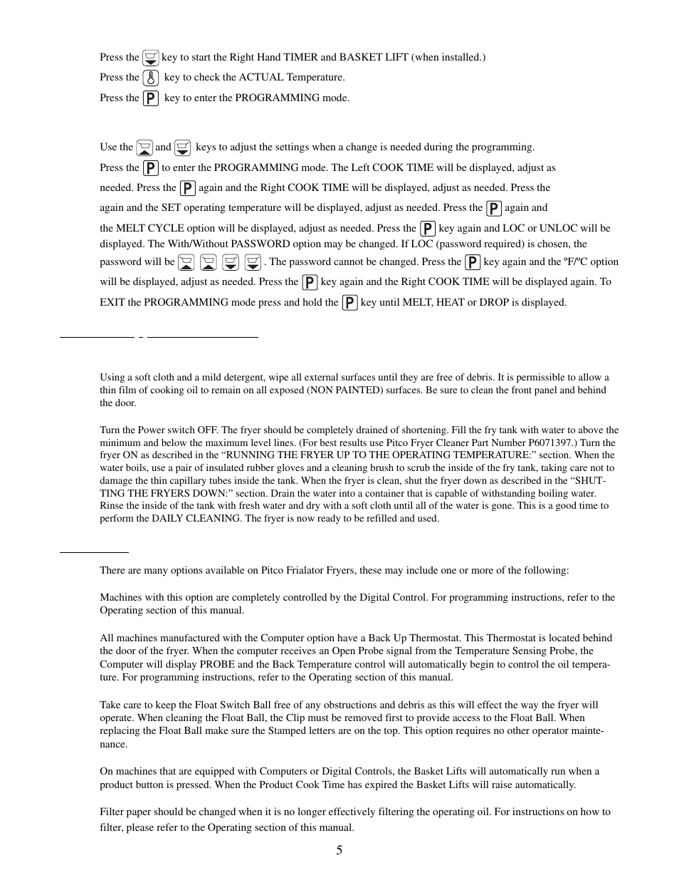 Cleaning / maintenance, Options | Pitco Frialator E7 User Manual | Page 8 / 71