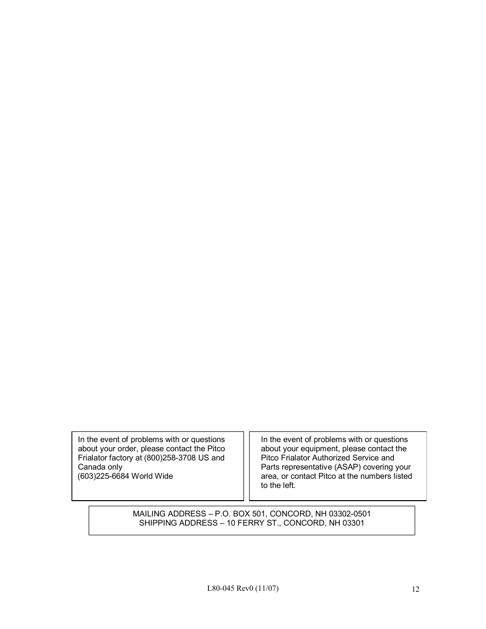 Pitco Frialator PG14D User Manual | Page 12 / 12
