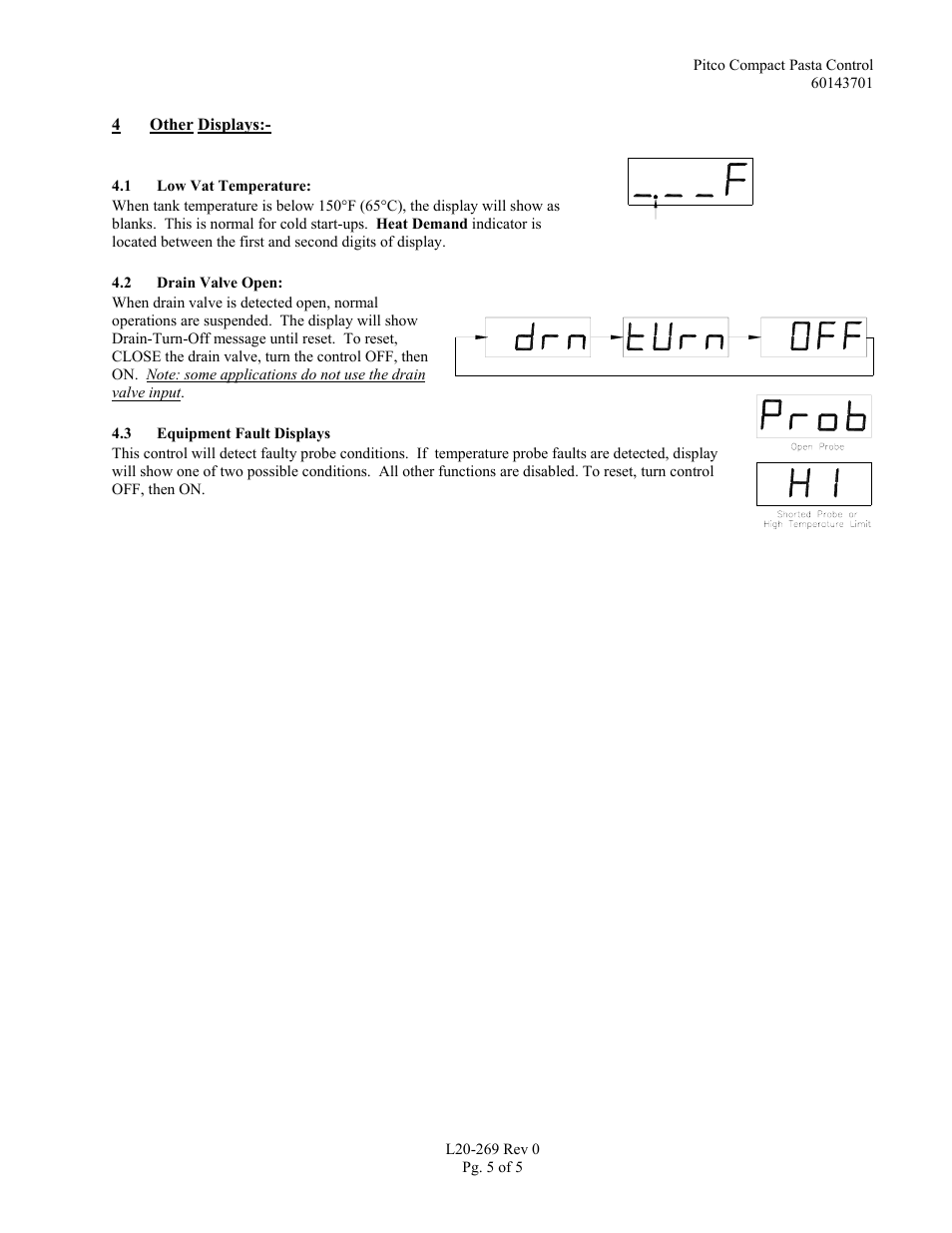 Pitco Frialator Compact Pasta Control User Manual | Page 5 / 5