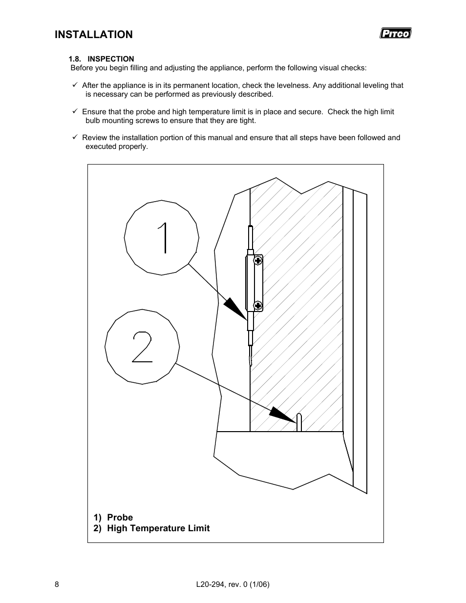 Installation | Pitco Frialator RS14D User Manual | Page 12 / 28