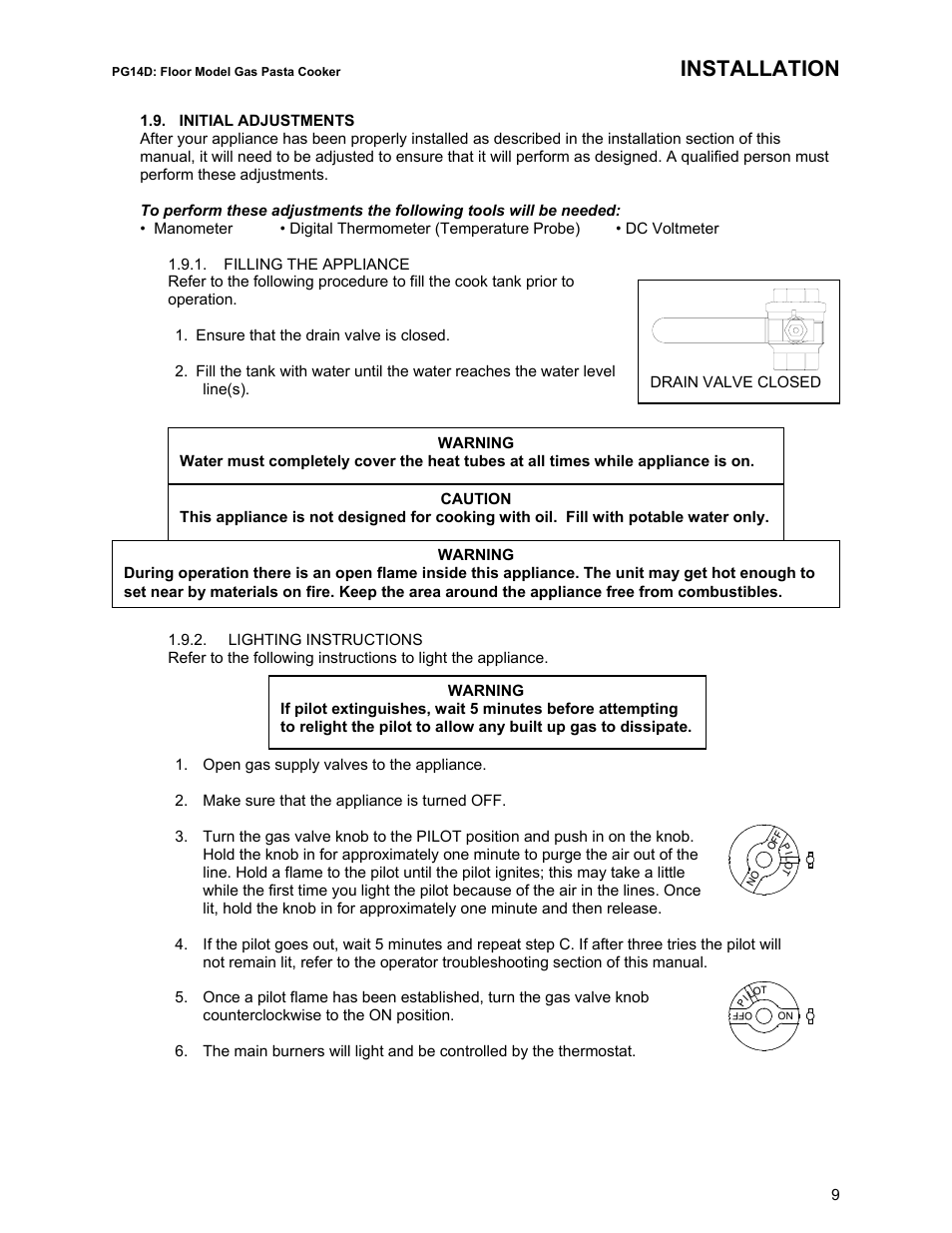 Installation | Pitco Frialator RS14D User Manual | Page 13 / 28