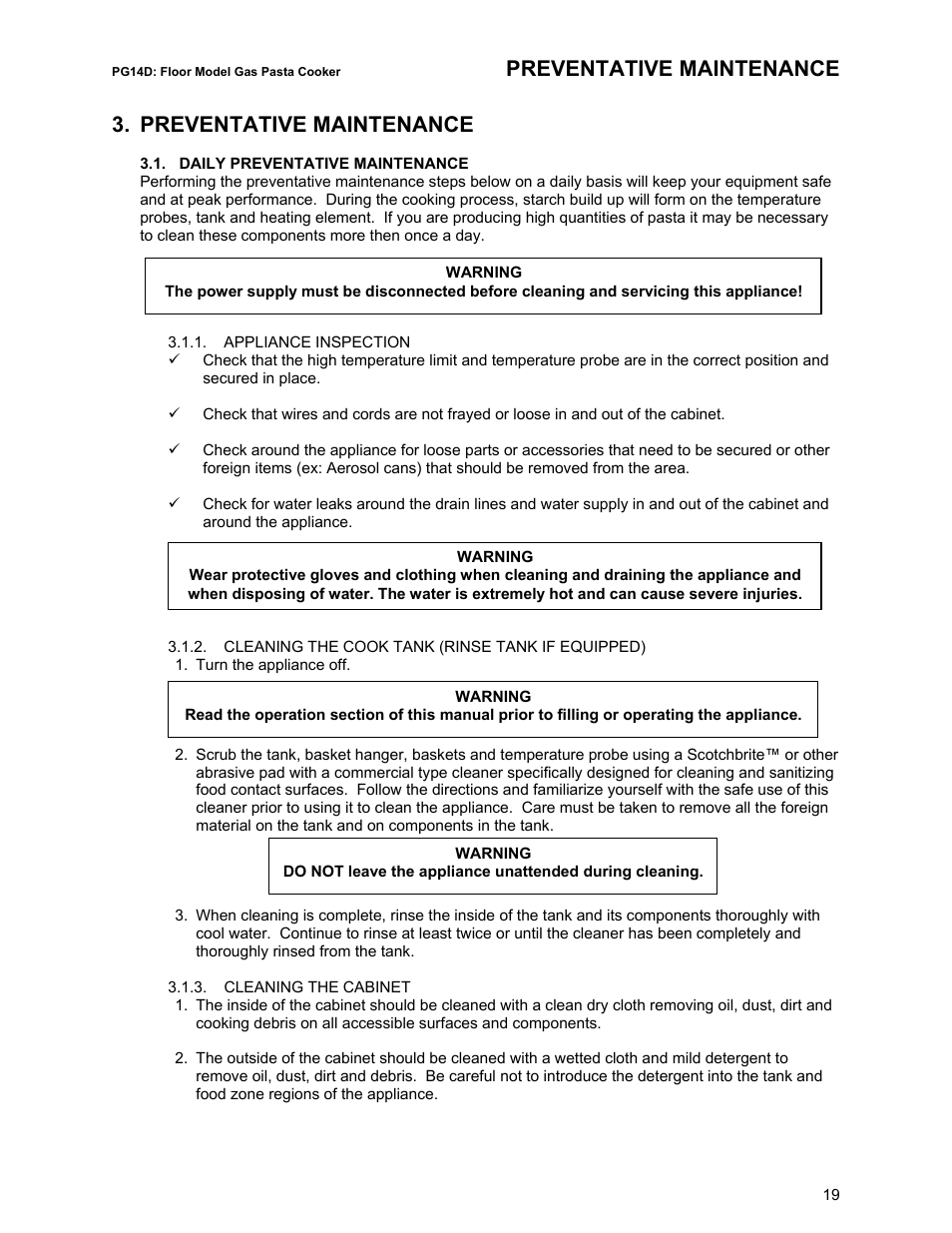 Preventative maintenance | Pitco Frialator RS14D User Manual | Page 23 / 28