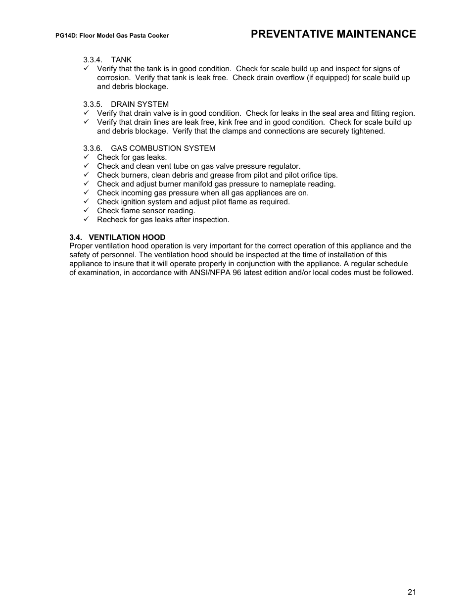 Preventative maintenance | Pitco Frialator RS14D User Manual | Page 25 / 28
