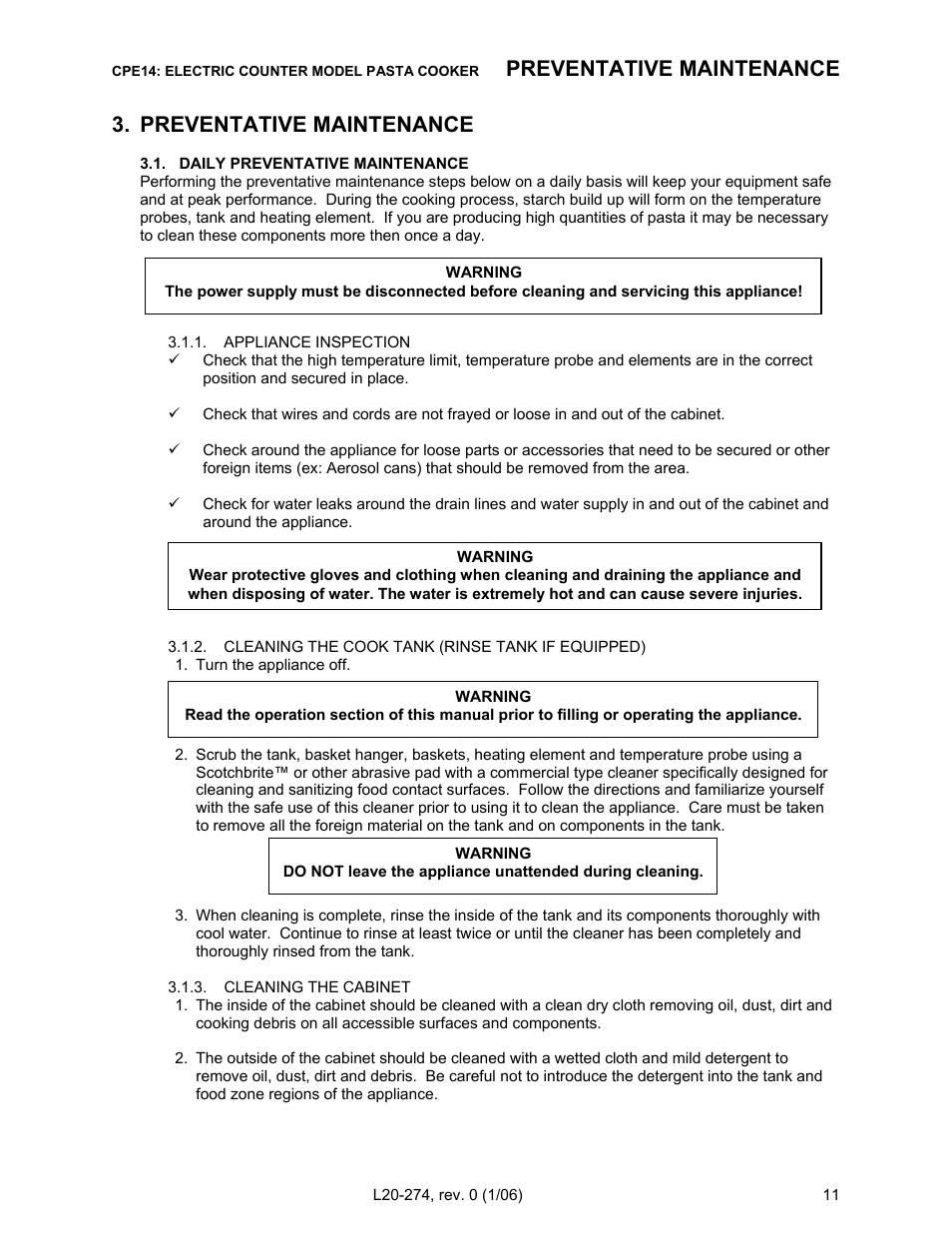 Preventative maintenance | Pitco Frialator RSCPE14 User Manual | Page 15 / 20