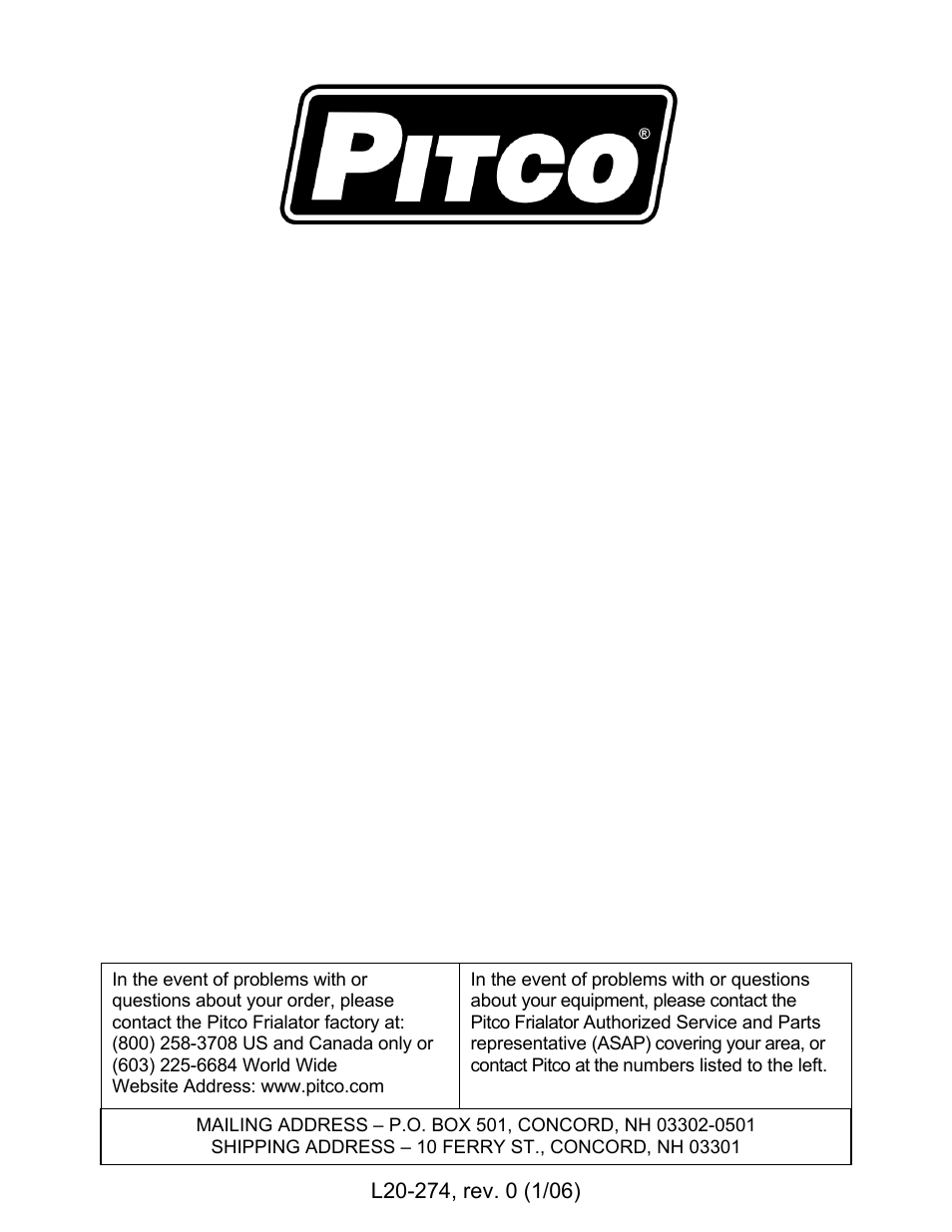 Pitco Frialator RSCPE14 User Manual | Page 20 / 20