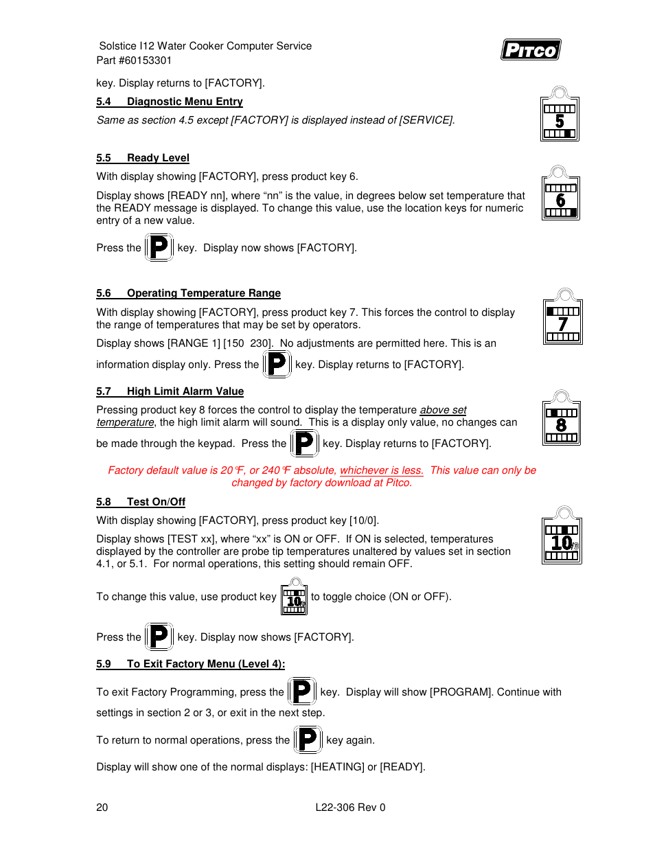 Pitco Frialator Solstice I12 Water Cooker (Service Manual) User Manual | Page 20 / 28