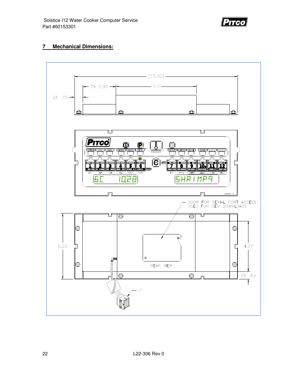 7mechanical dimensions | Pitco Frialator Solstice I12 Water Cooker (Service Manual) User Manual | Page 22 / 28