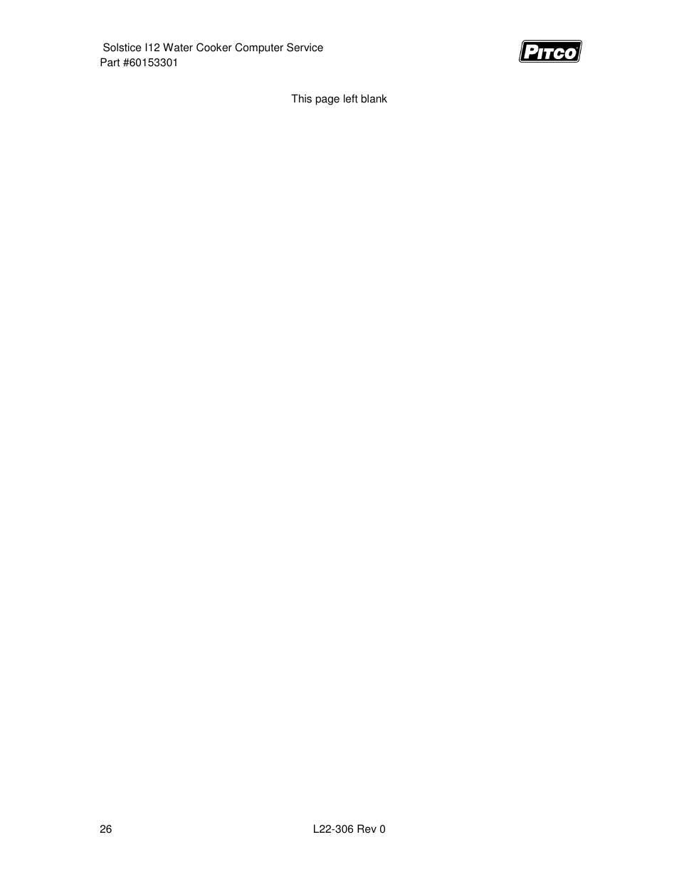 Pitco Frialator Solstice I12 Water Cooker (Service Manual) User Manual | Page 26 / 28