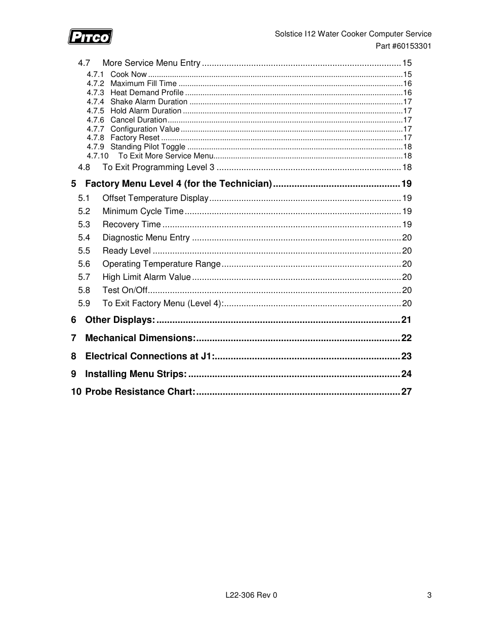 Pitco Frialator Solstice I12 Water Cooker (Service Manual) User Manual | Page 3 / 28