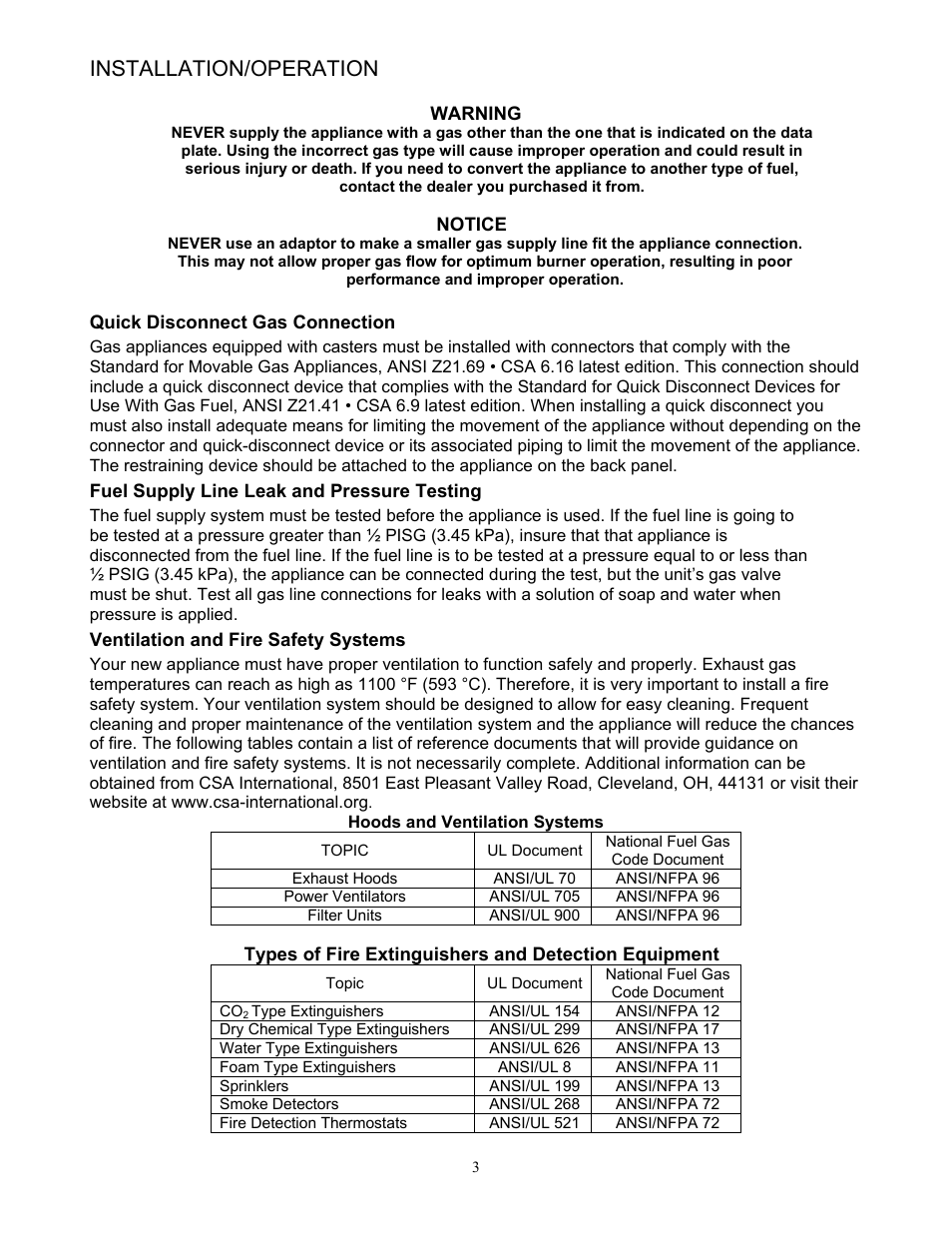 Installation/operation | Pitco Frialator 65 Series Fryer with Millivolt Gas Valve User Manual | Page 6 / 20