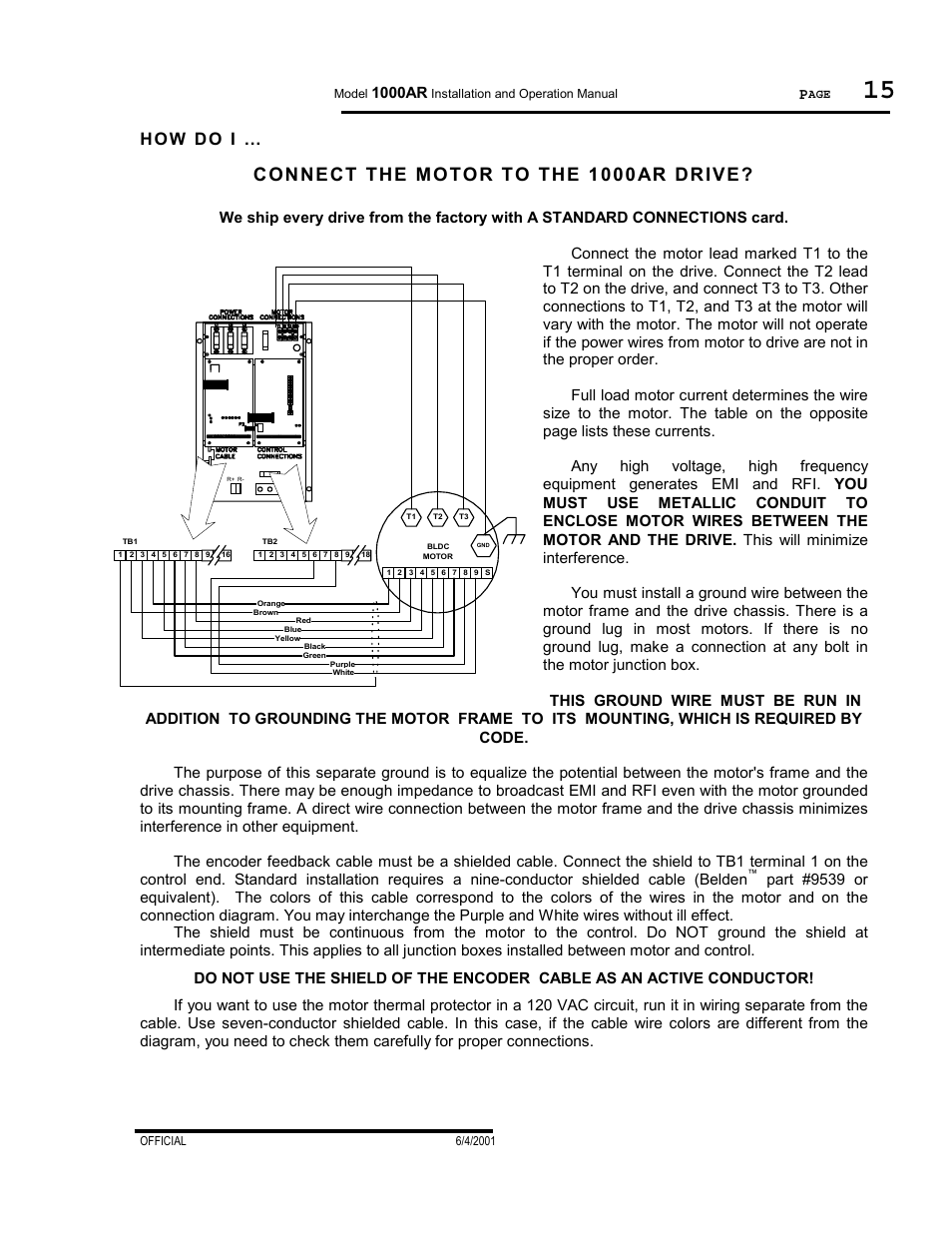 How do i, Connect the motor to the 1000ar drive, Ho w do i | PowerTec Regenerative Brushless DC Motor Control 1000AR User Manual | Page 16 / 57