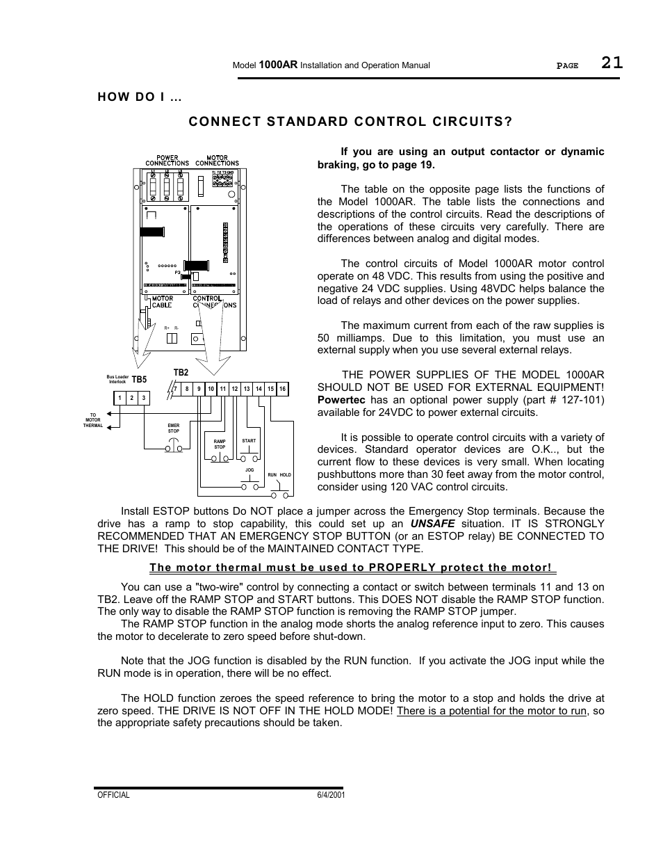 Connect standard control circuits, Ho w do i | PowerTec Regenerative Brushless DC Motor Control 1000AR User Manual | Page 22 / 57