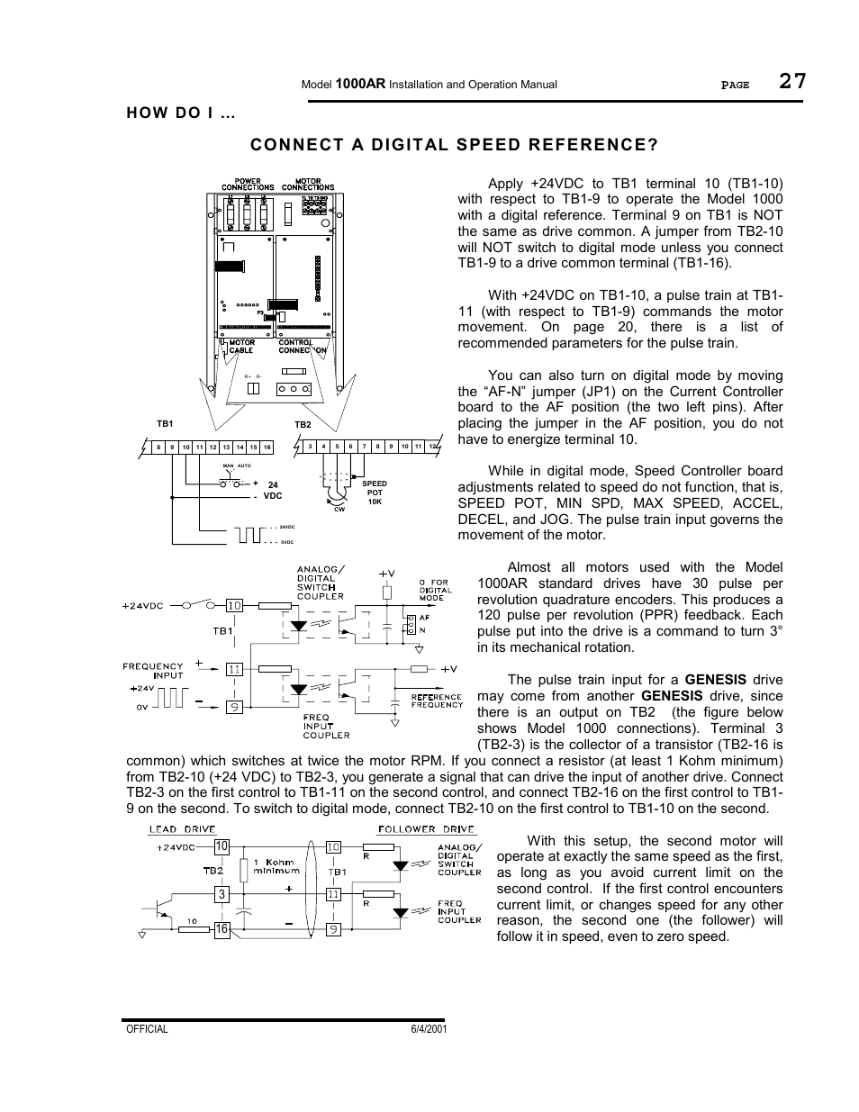 How do i, Connect a digital speed reference, Ho w do i | 1000ar | PowerTec Regenerative Brushless DC Motor Control 1000AR User Manual | Page 28 / 57
