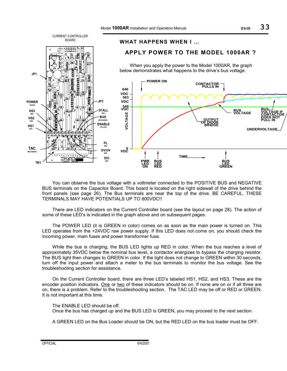 What happens when i, Apply power to the model 1000ar | PowerTec Regenerative Brushless DC Motor Control 1000AR User Manual | Page 34 / 57