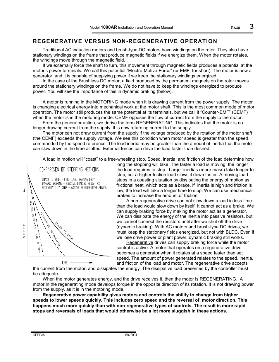 Regenerative versus non-regenerative operation | PowerTec Regenerative Brushless DC Motor Control 1000AR User Manual | Page 4 / 57