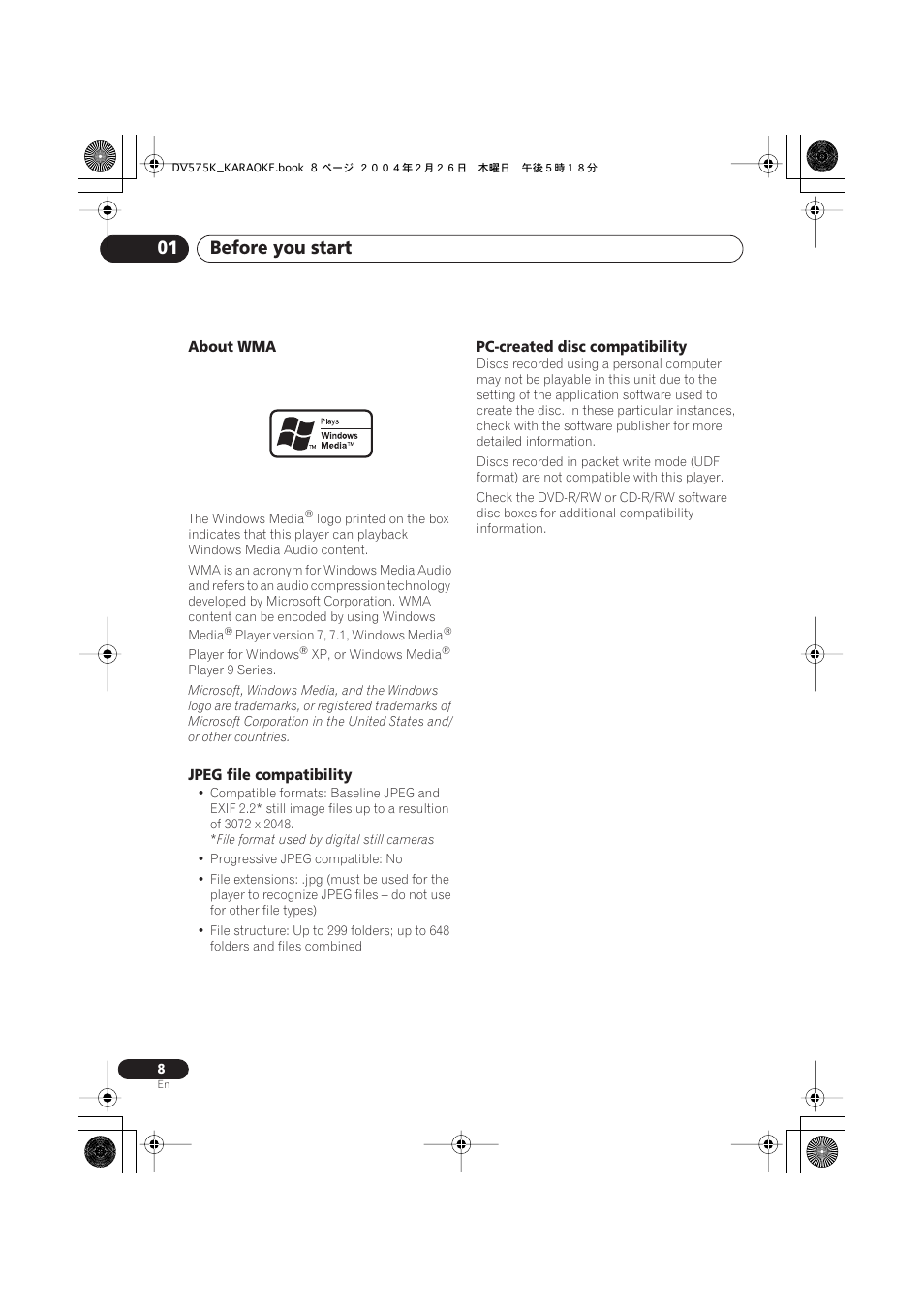 Before you start 01 | Pioneer DV-575K-s User Manual | Page 8 / 43