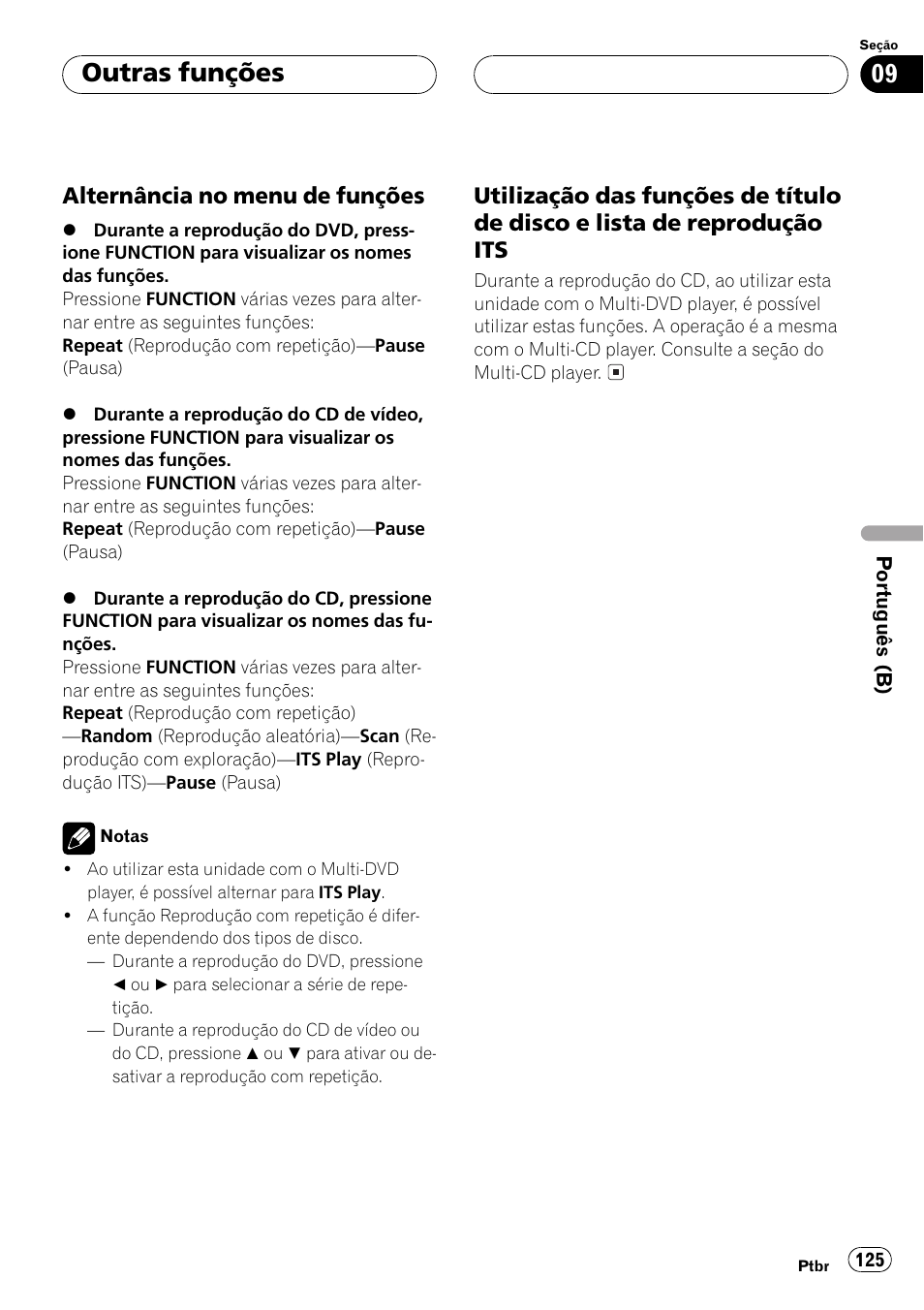 Alternância no menu de, Funções 125, Utilização das funções de título de | Disco e lista de reprodução its 125, Utilização das funções de título de disco e, Lista de reprodução its, A próxima, Alternância no menu de funções, Outras funções | Pioneer Super Tuner III D DEH-P6550 User Manual | Page 125 / 132