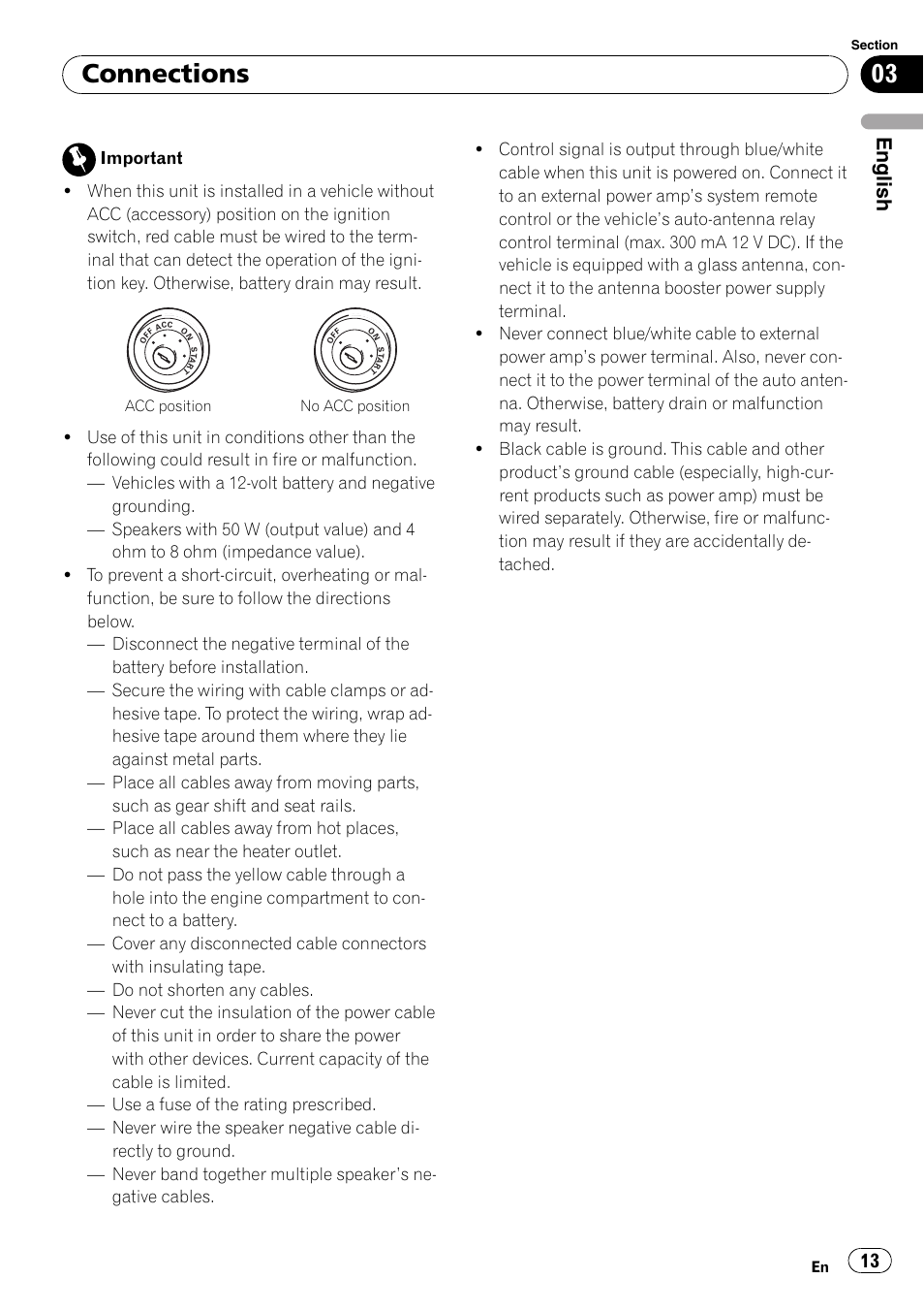 Connections, English | Pioneer DEH-2000MP User Manual | Page 13 / 62