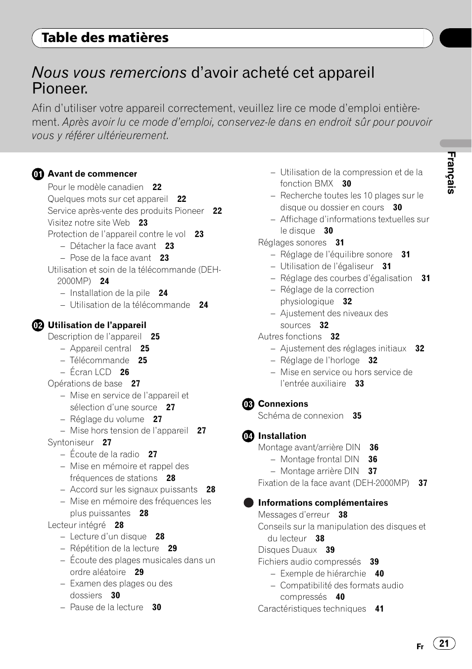 Pioneer DEH-2000MP User Manual | Page 21 / 62