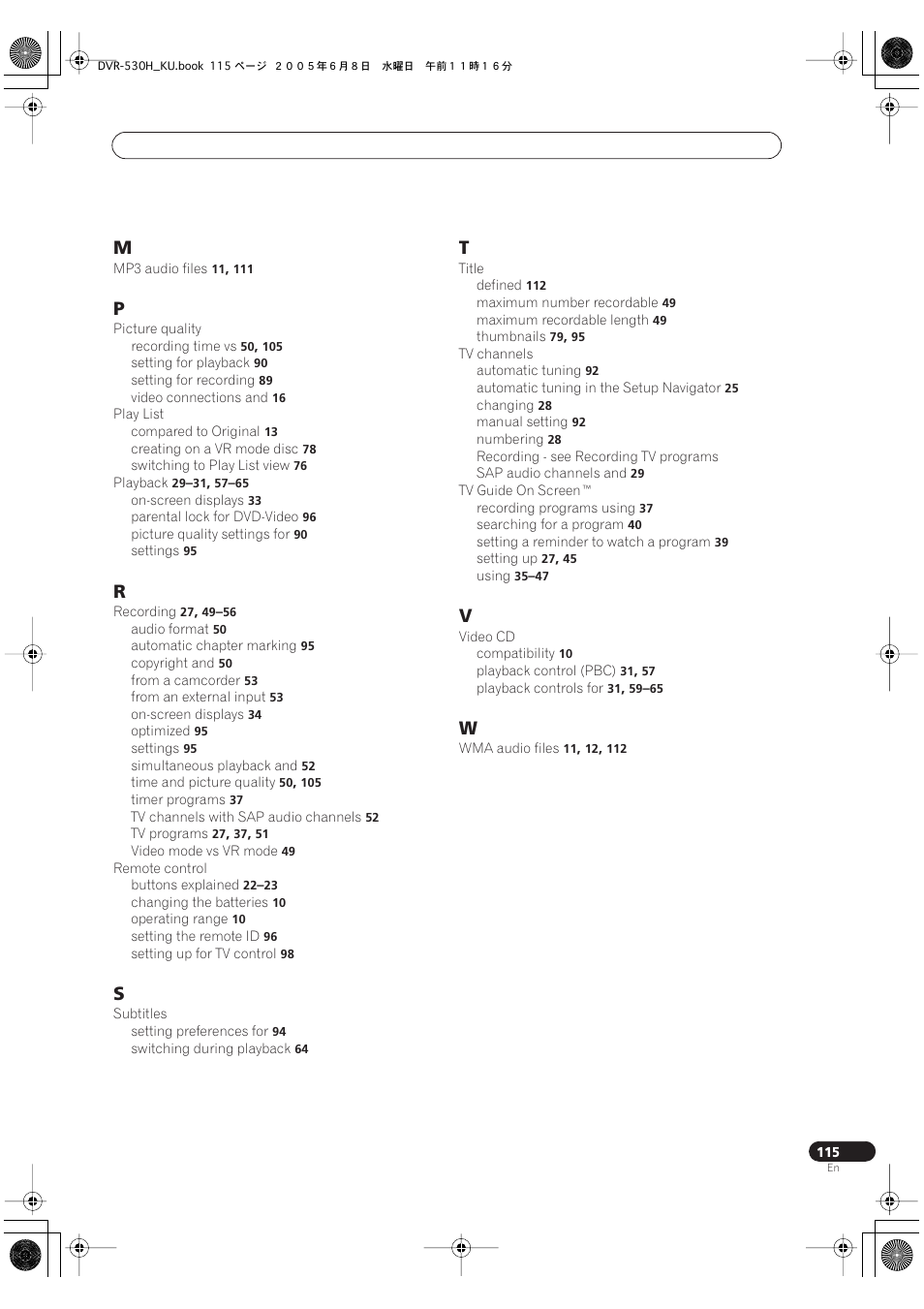 Pioneer DVR-531H-S User Manual | Page 115 / 116