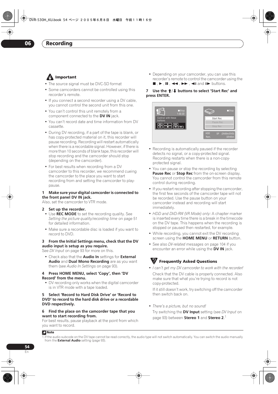 Recording 06 | Pioneer DVR-531H-S User Manual | Page 54 / 116